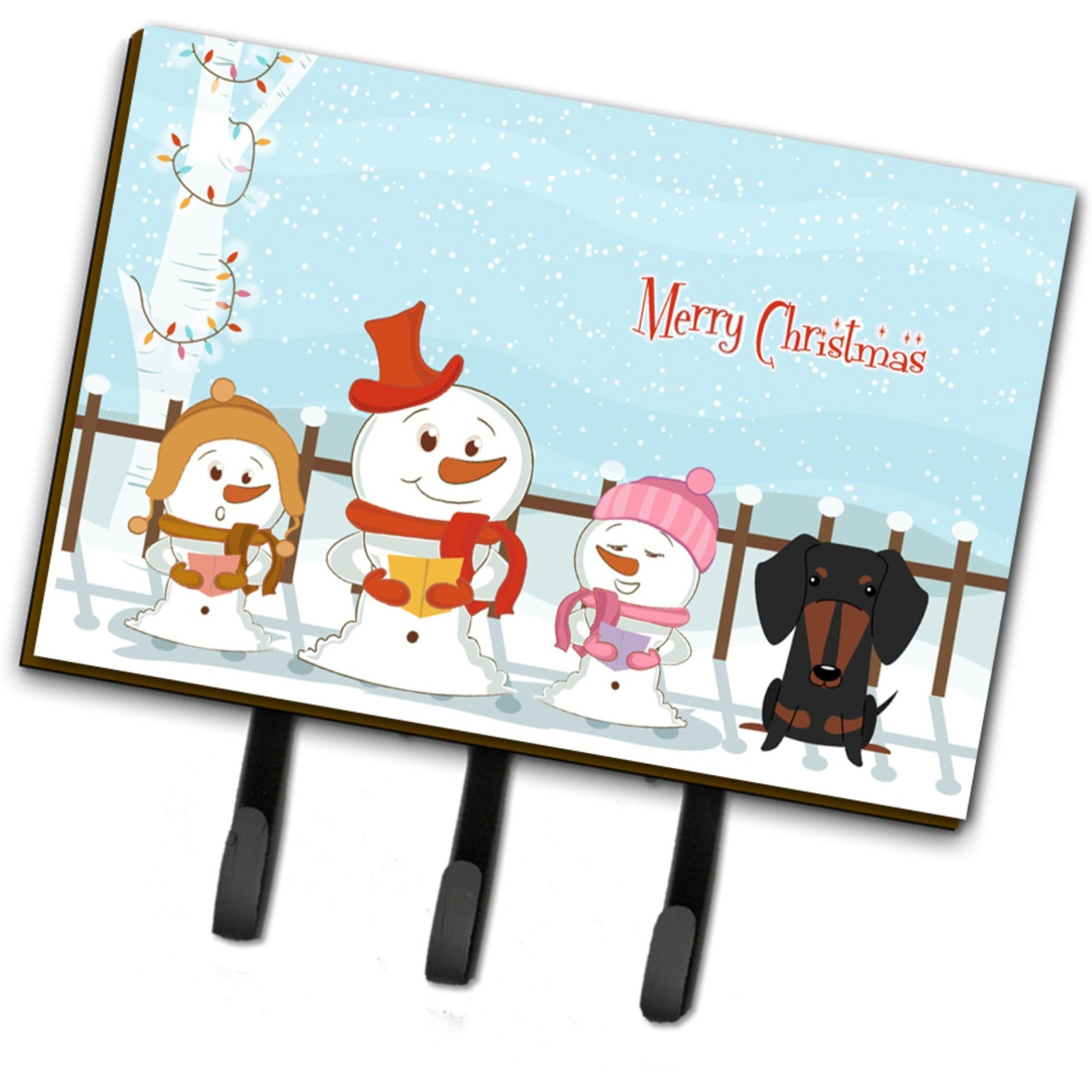 &quotCaroline's Treasures Merry Christmas Carolers Dachshund Black Tan Leash or Key Holder BB2463TH68, Triple, Multicolor"