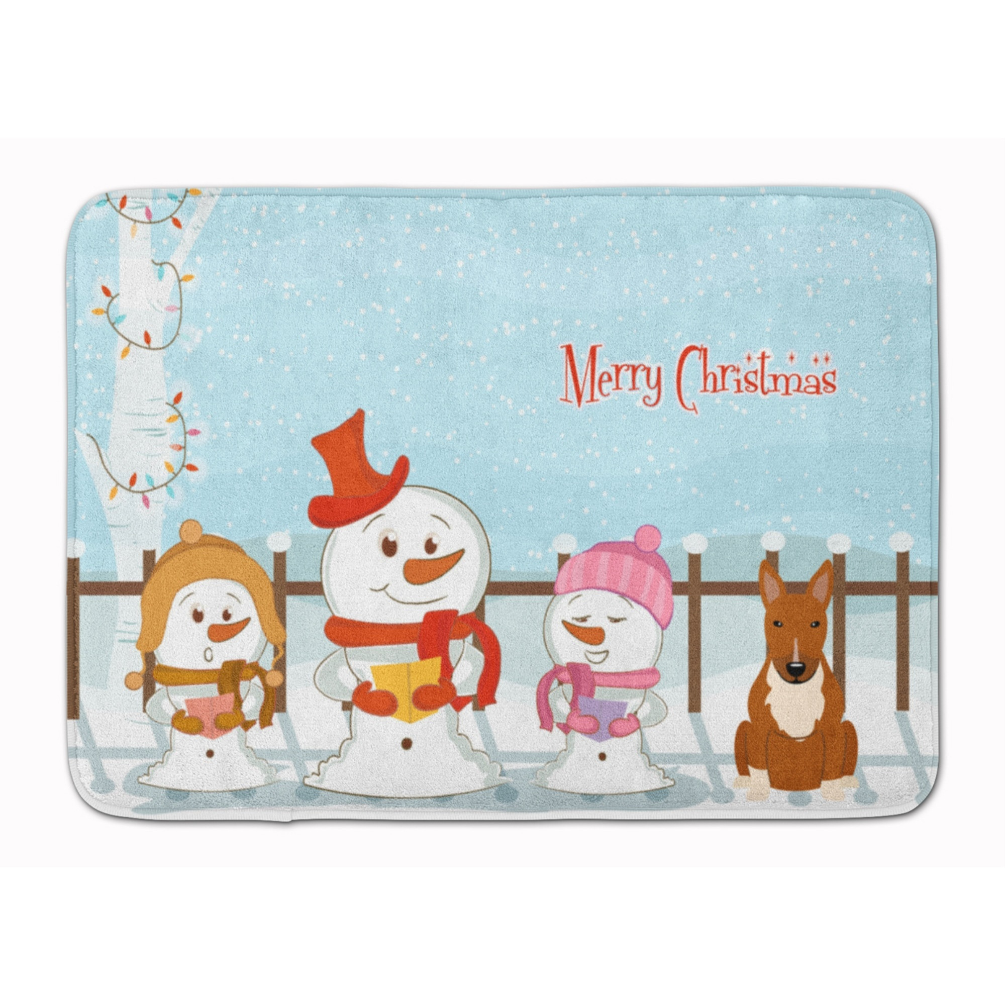 &quotCaroline's Treasures Merry Christmas Bull Terrier Red Floor Mat, 19"" x 27"", Multicolor"