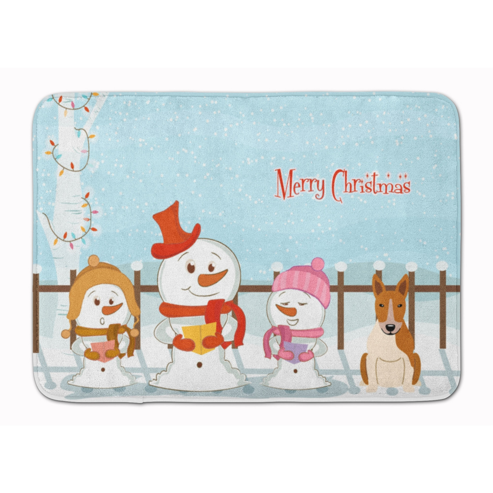 &quotCaroline's Treasures Merry Christmas Bull Terrier Red White Floor Mat, 19"" x 27"", Multicolor"