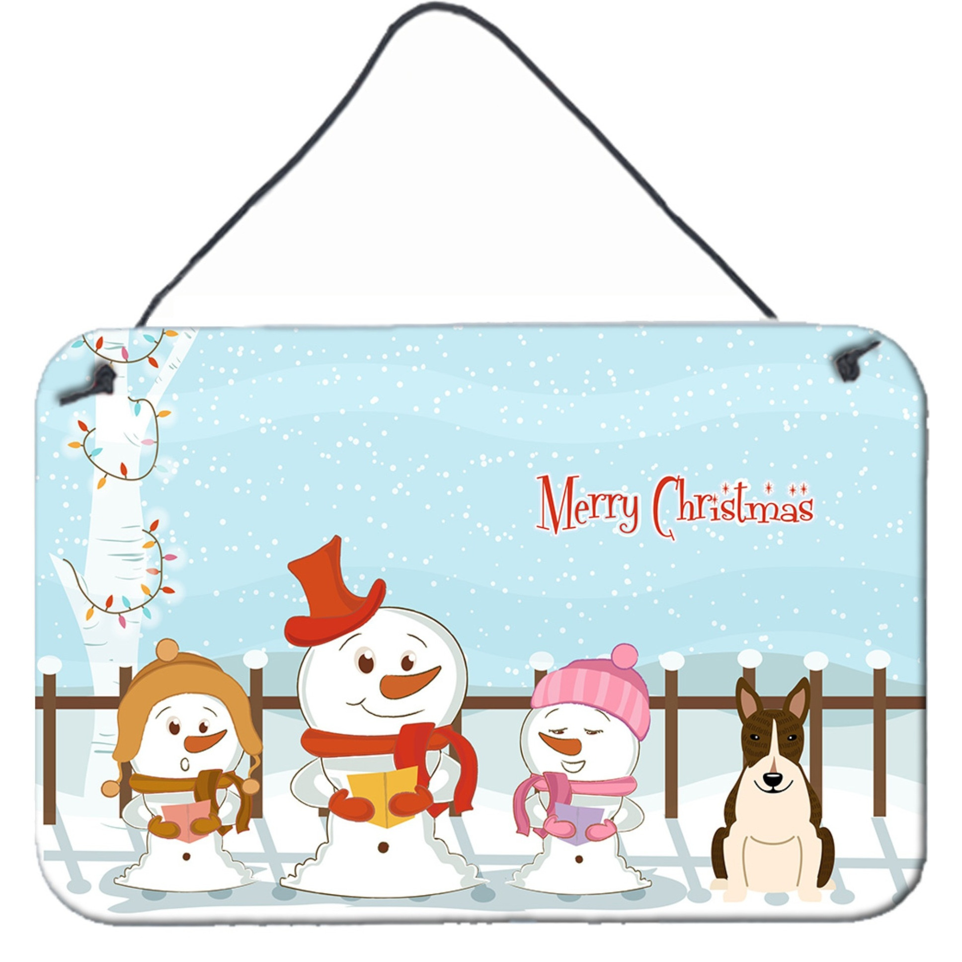 &quotCaroline's Treasures Christmas Carolers Merry Bull Terrier Dark Brindle Wall or Door Hanging Prints BB2467DS812, 8"" x 12"""
