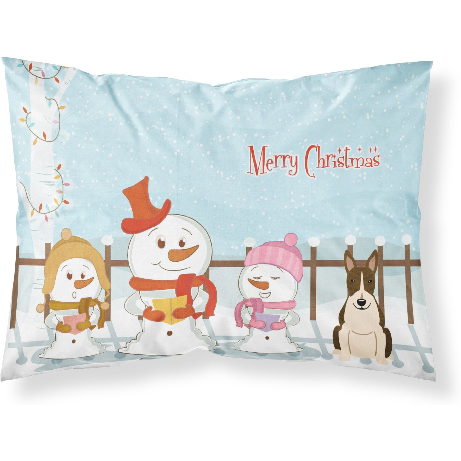 Caroline's Treasures Christmas Carolers Merry Bull Terrier Dark Brindle Fabric Standard Pillowcase BB2467PILLOWCASE