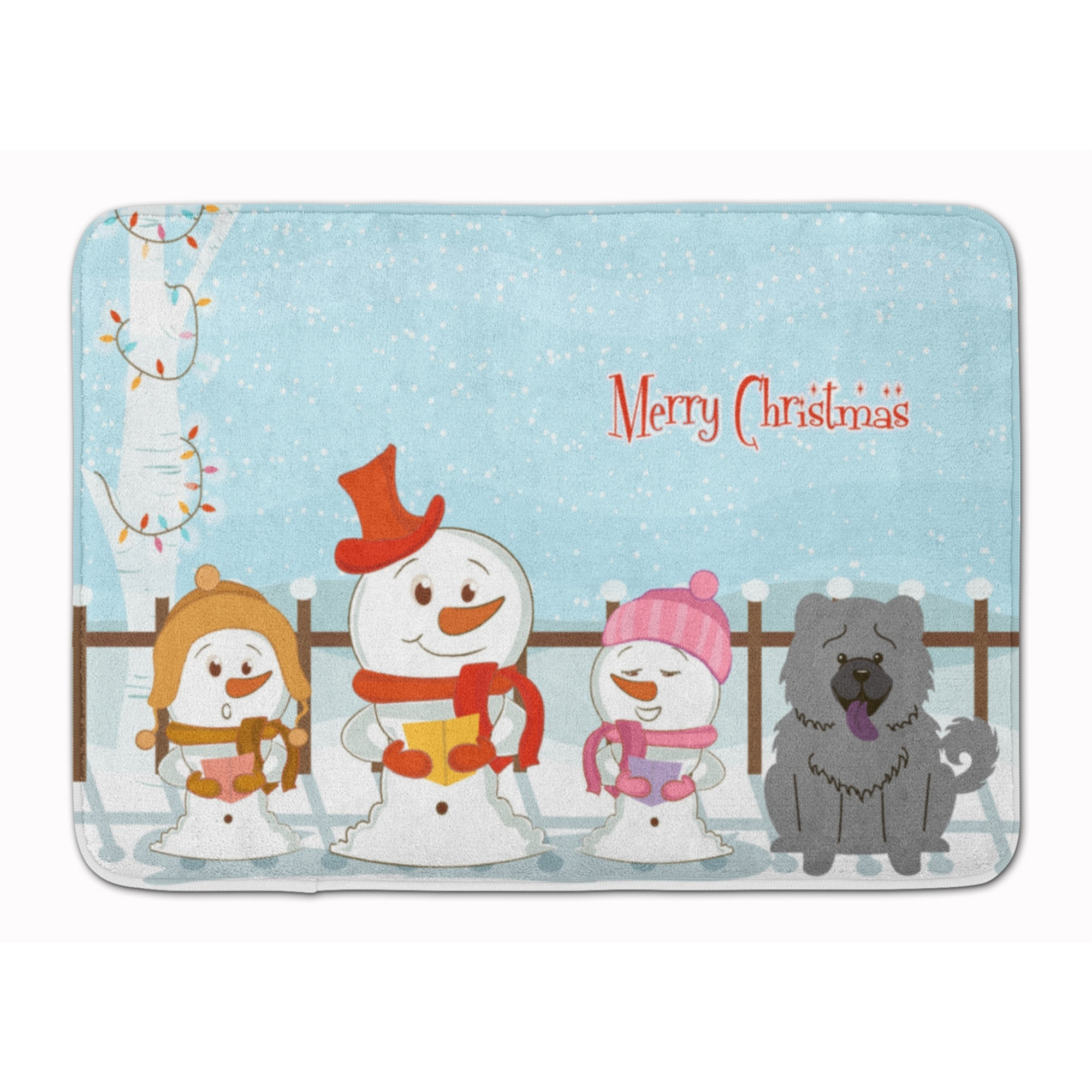 &quotCaroline's Treasures Merry Christmas Carolers Chow Blue Floor Mat, 19"" x 27"", Multicolor"