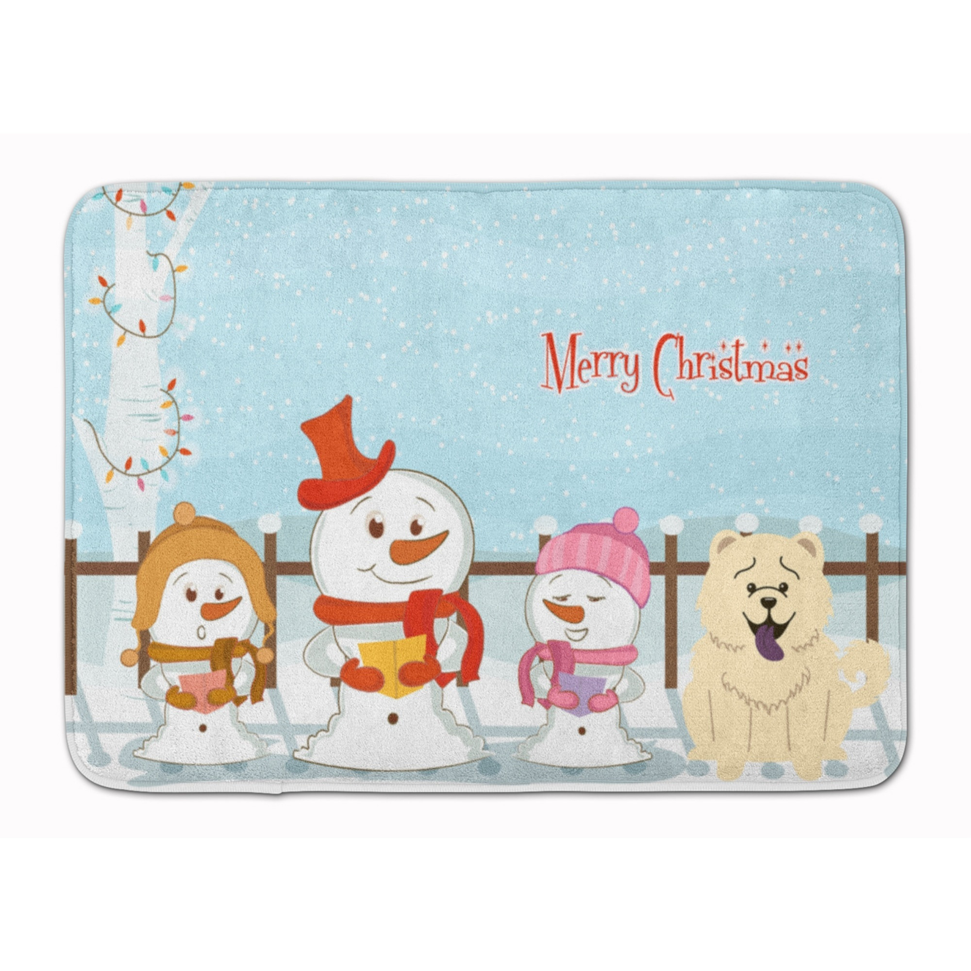 &quotCaroline's Treasures Merry Christmas Chow White Floor Mat, 19"" x 27"", Multicolor"