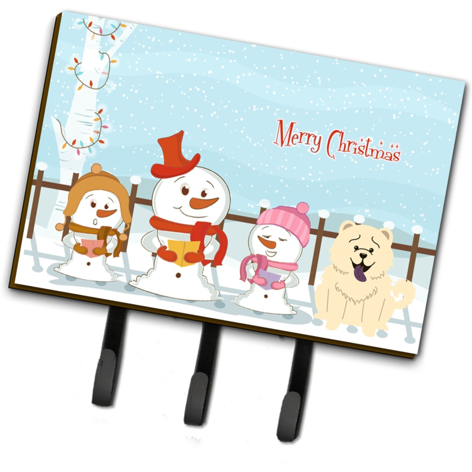 &quotCaroline's Treasures Merry Christmas Carolers Chow White Leash or Key Holder BB2471TH68, Triple, Multicolor"