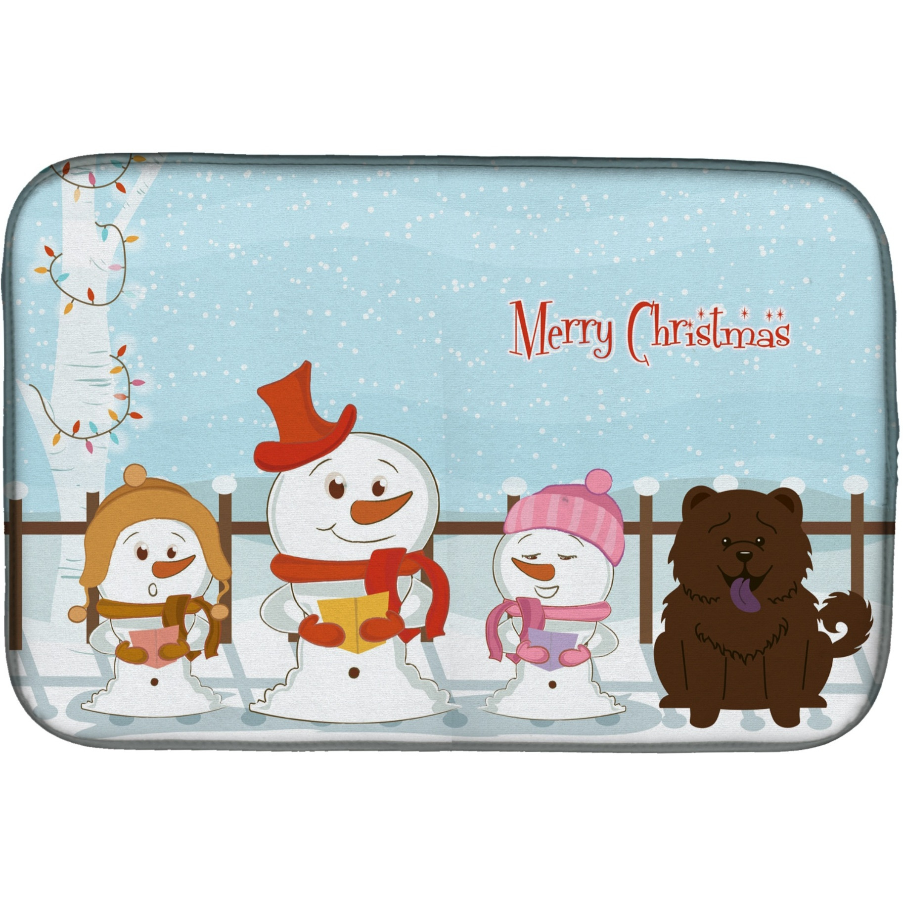 &quotCaroline's Treasures Merry Christmas Carolers Chow Chocolate Dish Drying Mat, 14"" x 21"""