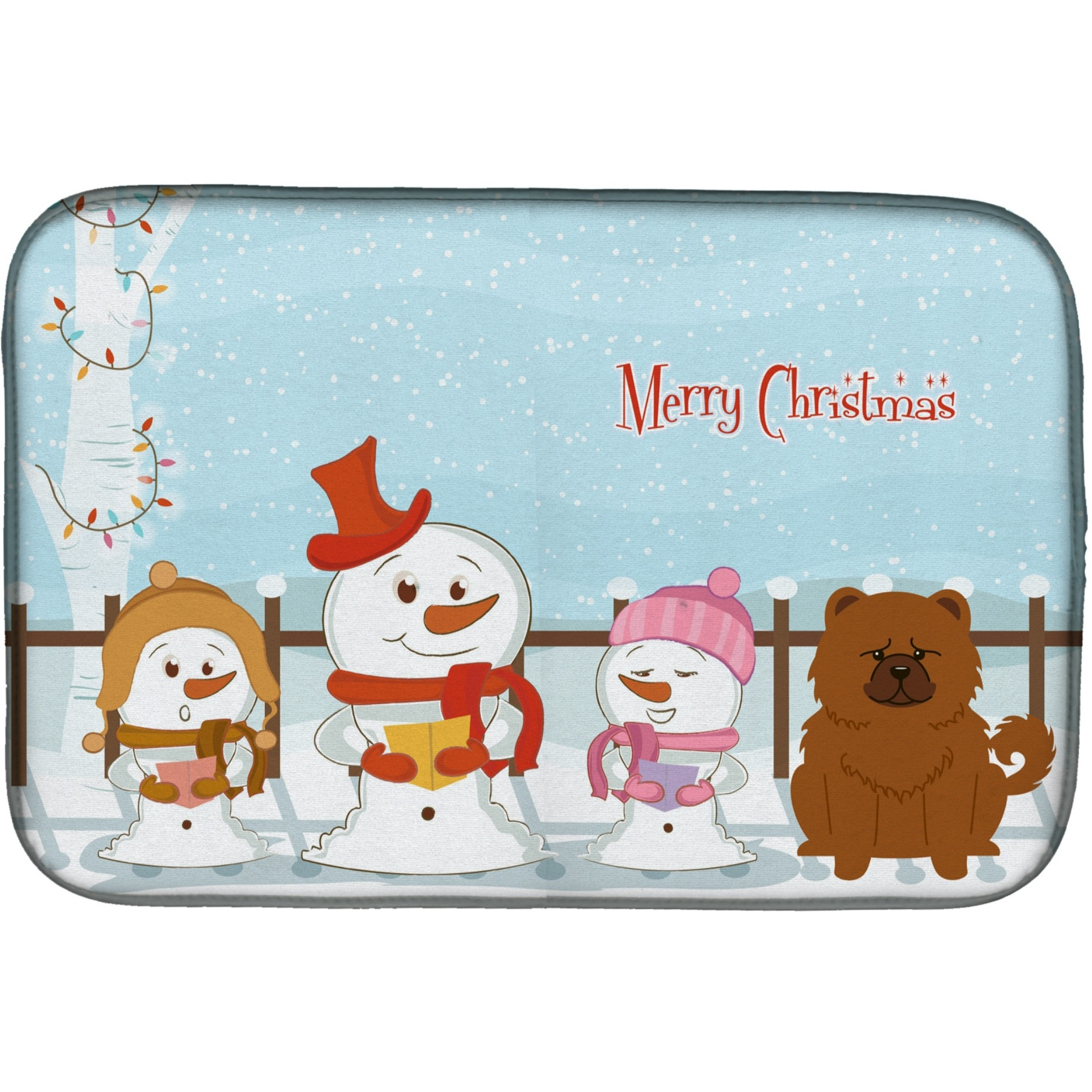 &quotCaroline's Treasures Merry Christmas Carolers Chow Red Dish Drying Mat, 14 x 21"