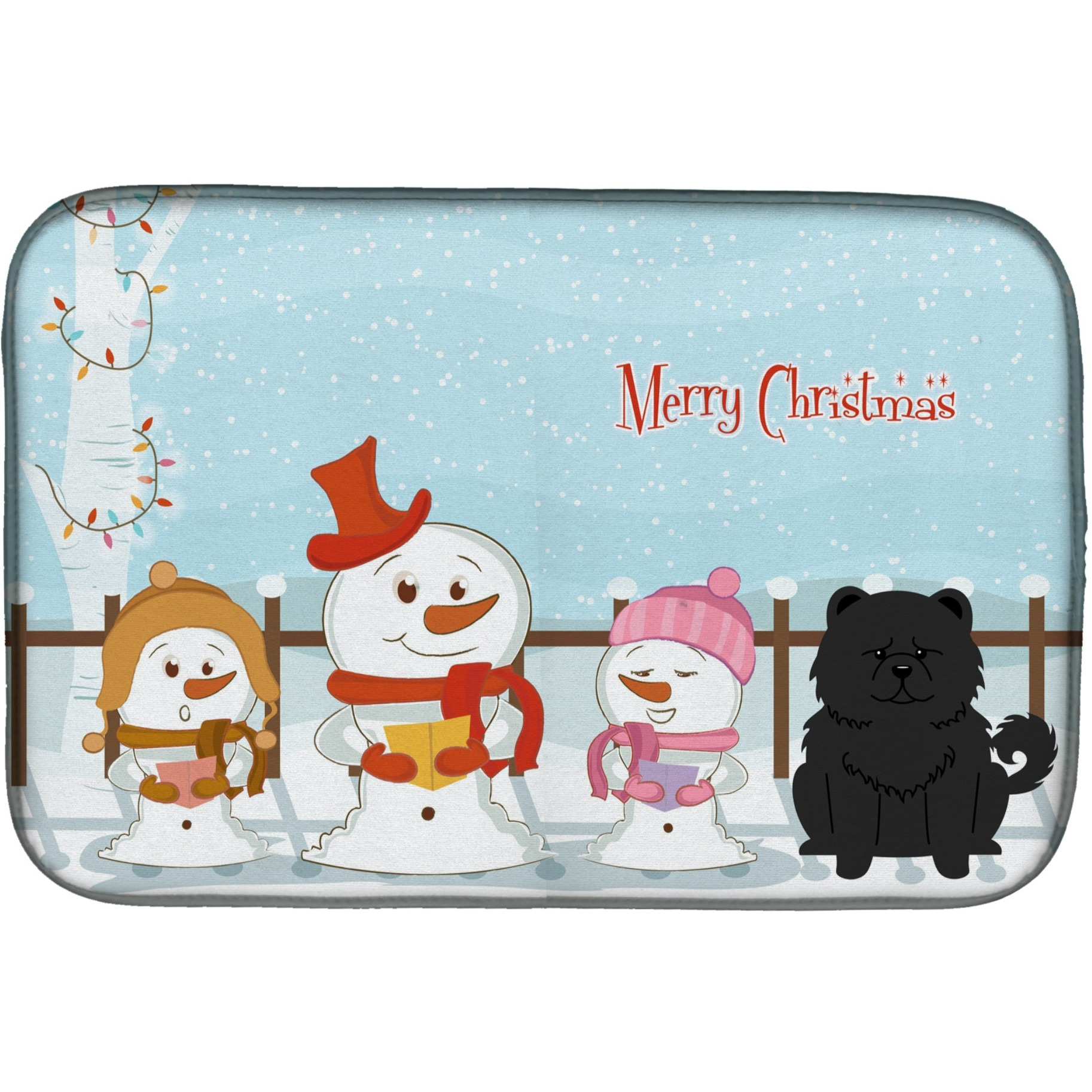 &quotCaroline's Treasures Merry Christmas Carolers Chow Black Dish Drying Mat, 14 X 21"
