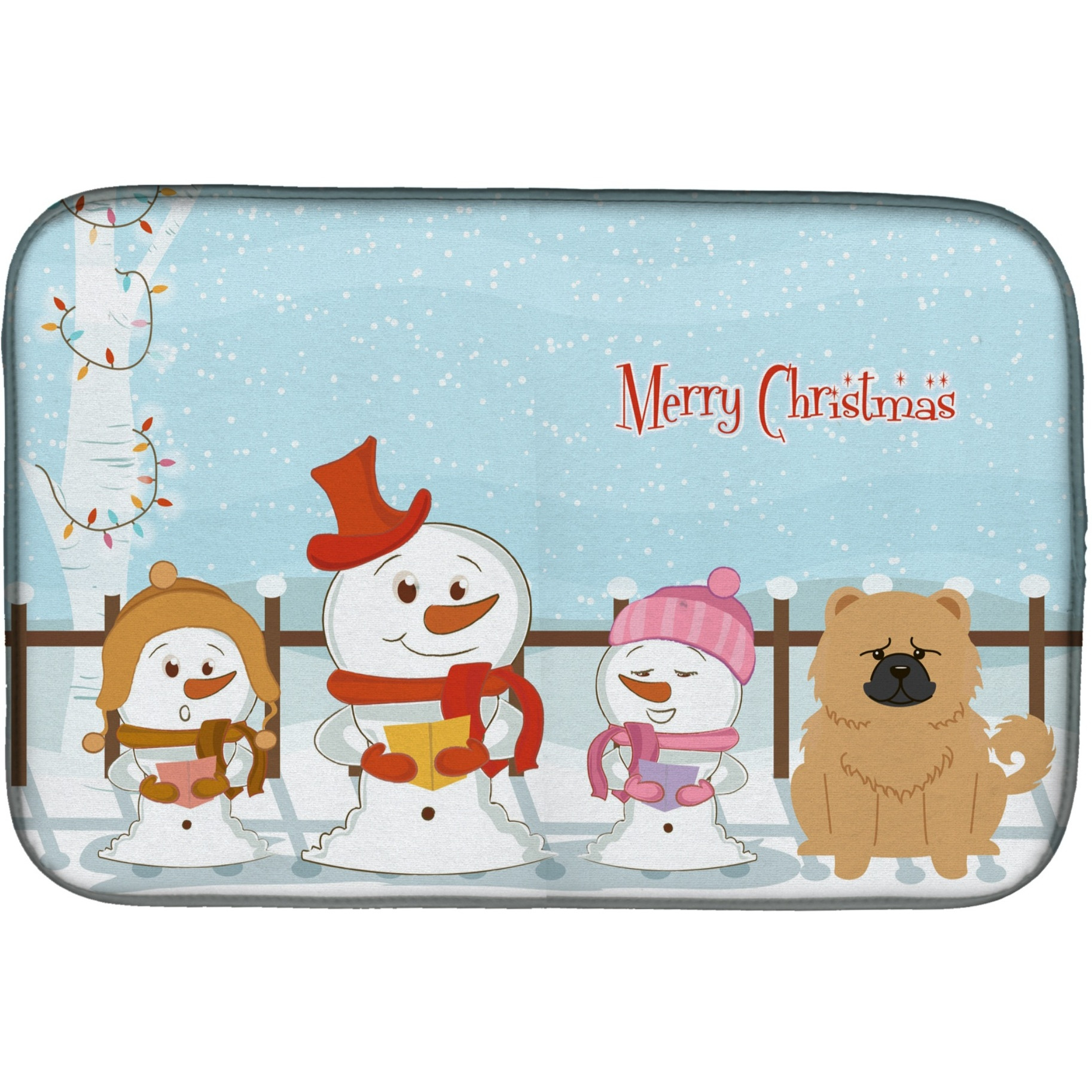 &quotCaroline's Treasures Merry Christmas Carolers Chow Cream Dish Drying Mat, 14"" x 21"""