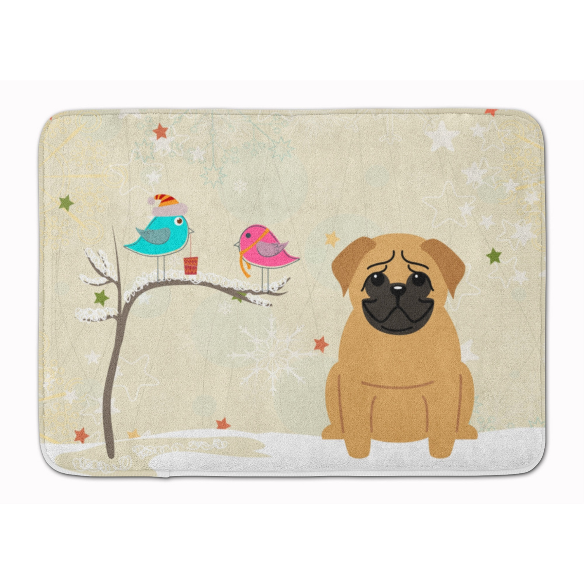 &quotCaroline's Treasures Christmas Presents Friends Pug Brown Floor Mat, 19"" x 27"", Multicolor"