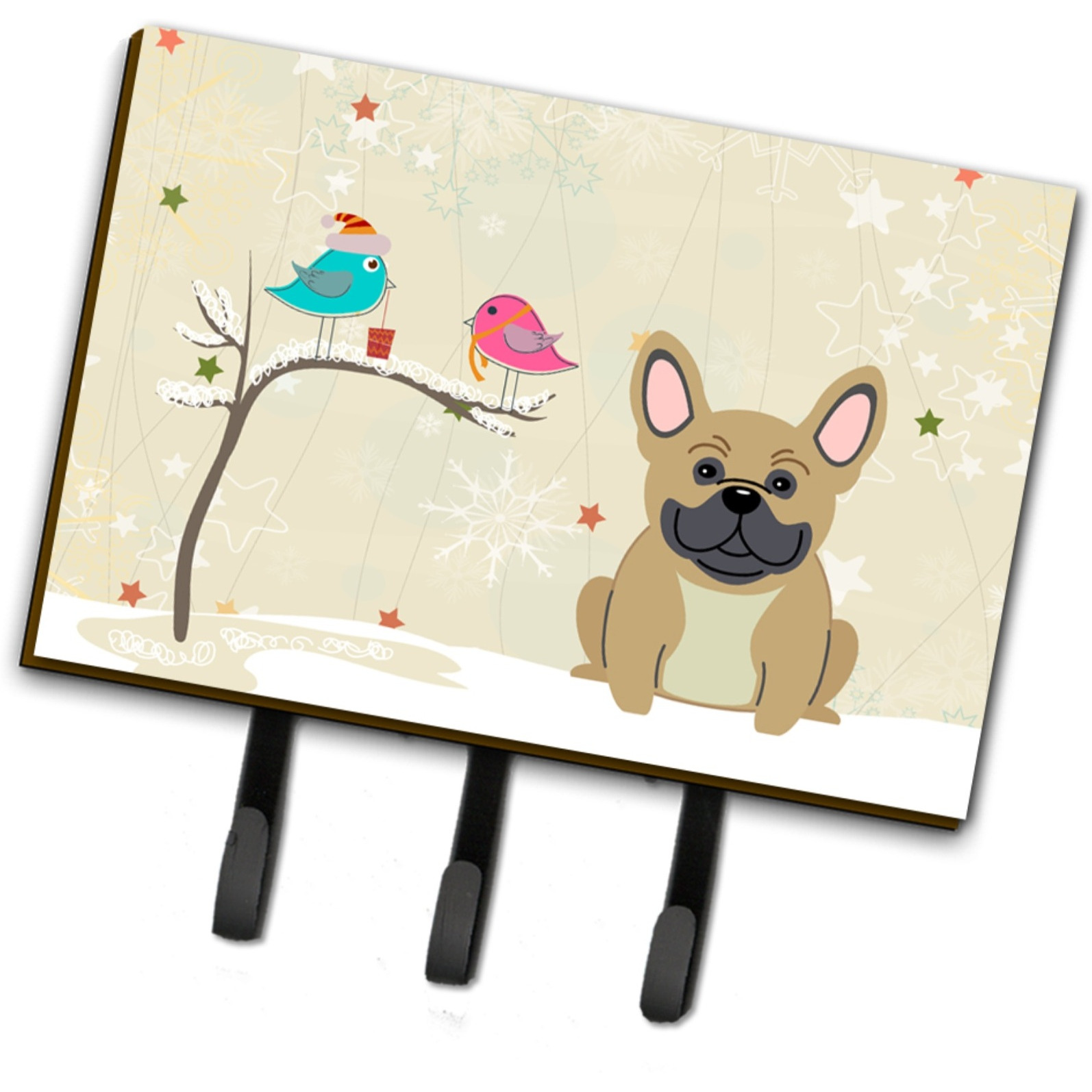 &quotCaroline's Treasures Christmas Presents between Friends French Bulldog Cream Leash or Key Holder BB2482TH68, Triple, Multicolor"