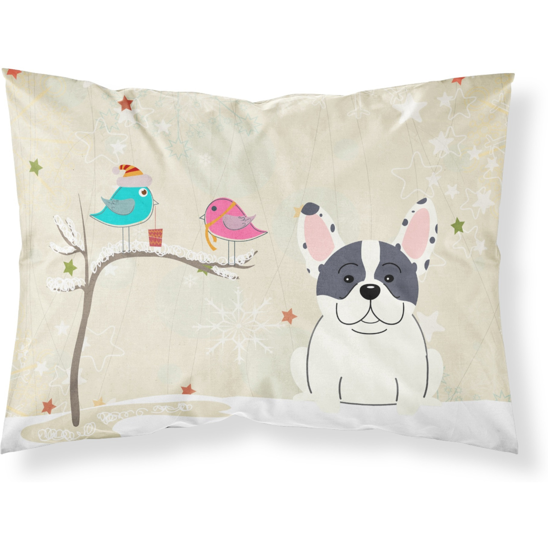 Caroline's Treasures Christmas Presents Friends French Bulldog Piebald Fabric Standard Pillowcase BB2483PILLOWCASE