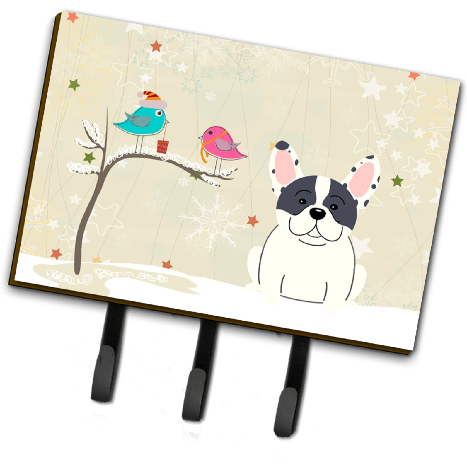 &quotCaroline's Treasures Christmas Presents between Friends French Bulldog Piebald Leash or Key Holder BB2483TH68, Triple, Multicolor"