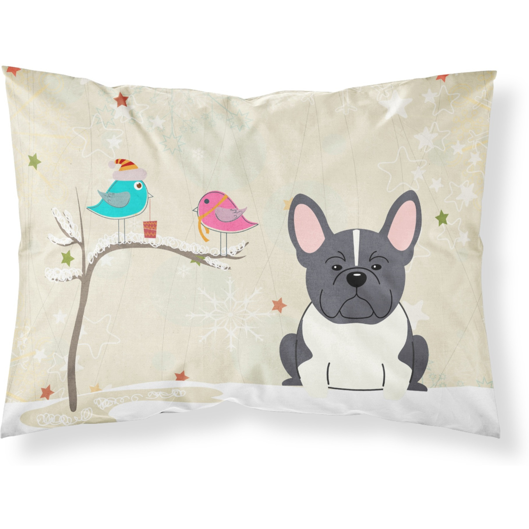 Caroline's Treasures Christmas Presents Friends French Bulldog Black White Fabric Standard Pillowcase BB2484PILLOWCASE