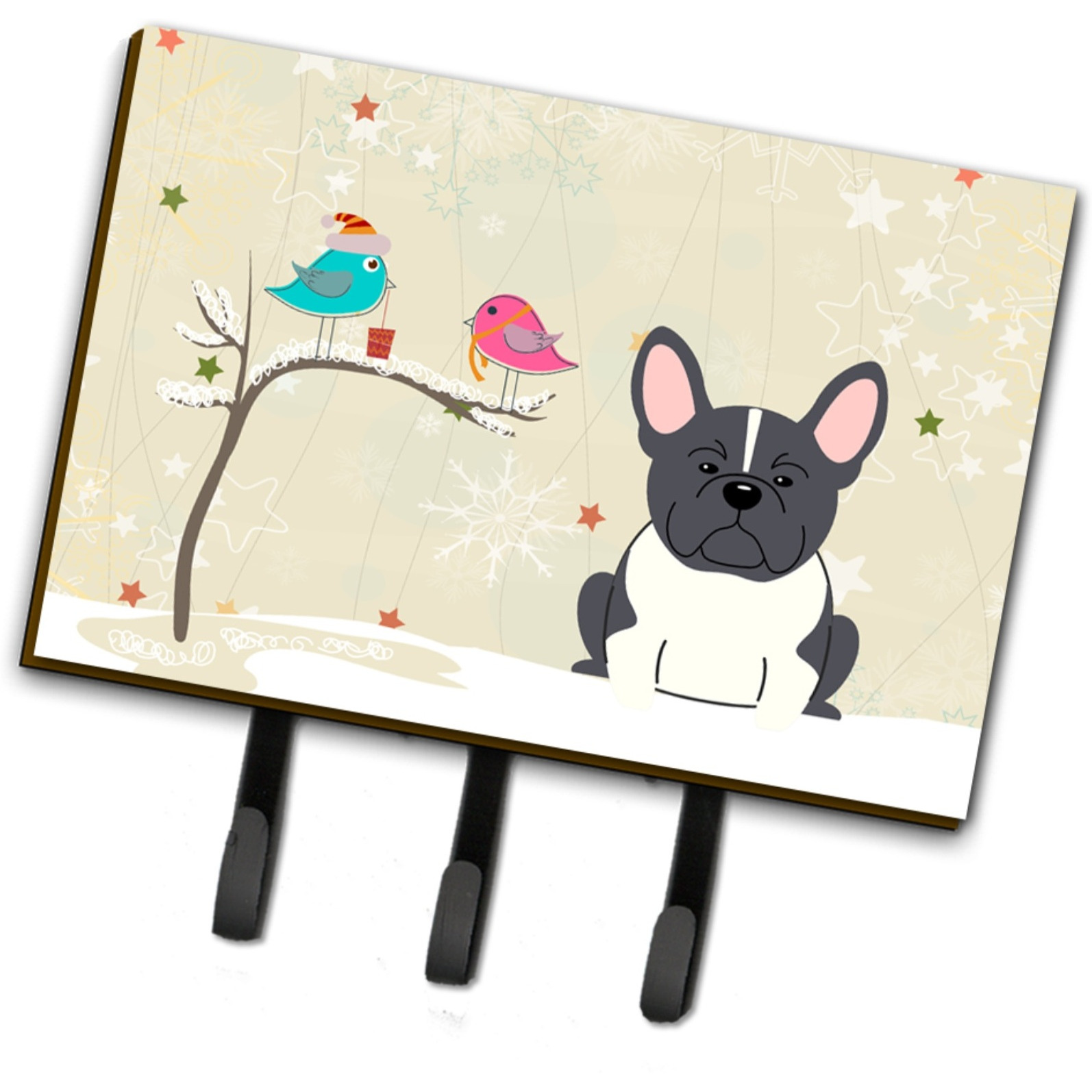 &quotCaroline's Treasures Christmas Presents Friends French Bulldog Black White Leash or Key Holder BB2484TH68, Triple"