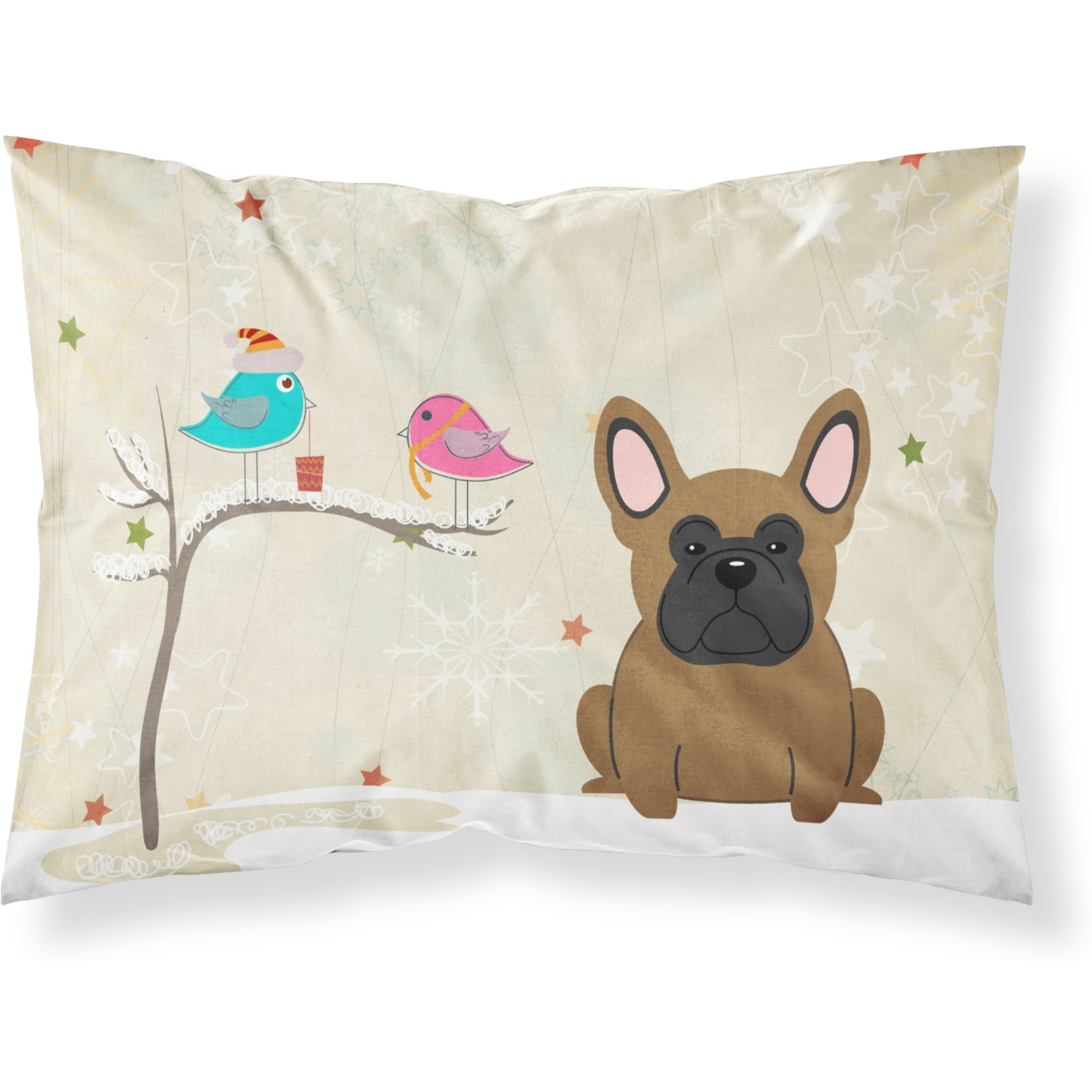 &quotCaroline's Treasures Christmas Presents between Friends French Bulldog Brown Fabric Standard Pillowcase BB2485PILLOWCASE, Multicolor"