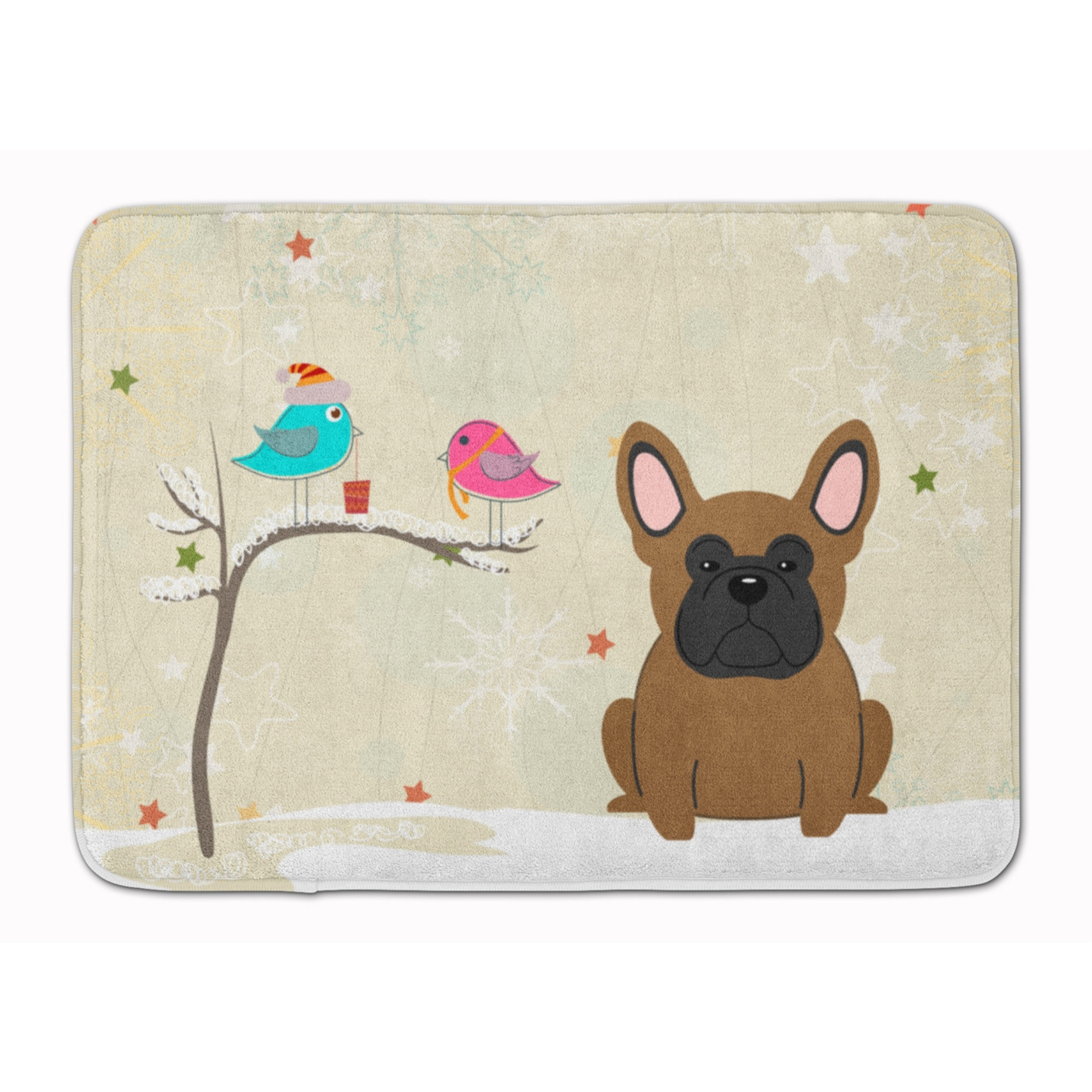 &quotCaroline's Treasures Christmas French Bulldog Brown Floor Mat, 19"" x 27"", Multicolor"