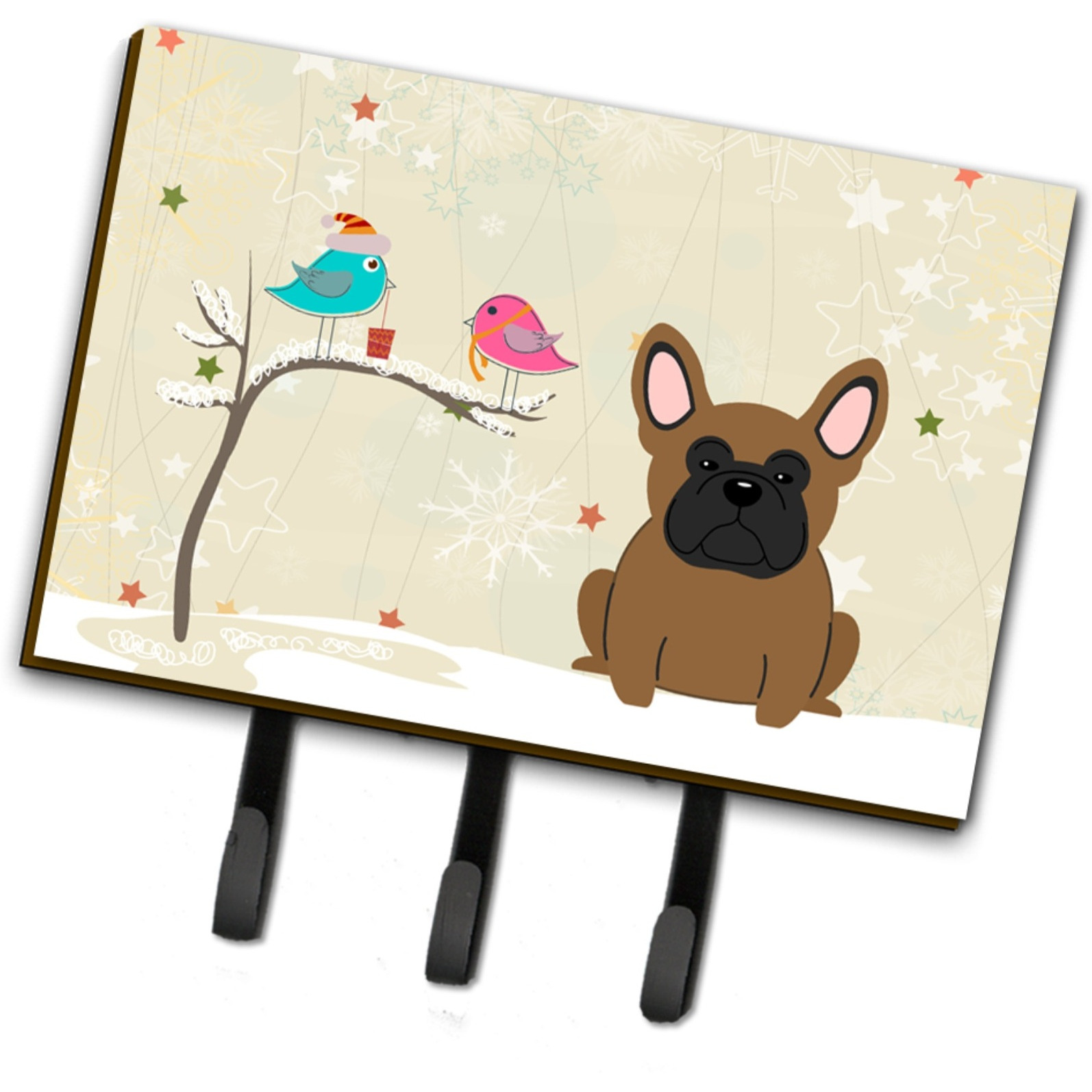 &quotCaroline's Treasures Christmas Presents Friends French Bulldog Brown Leash or Key Holder BB2485TH68, Triple"