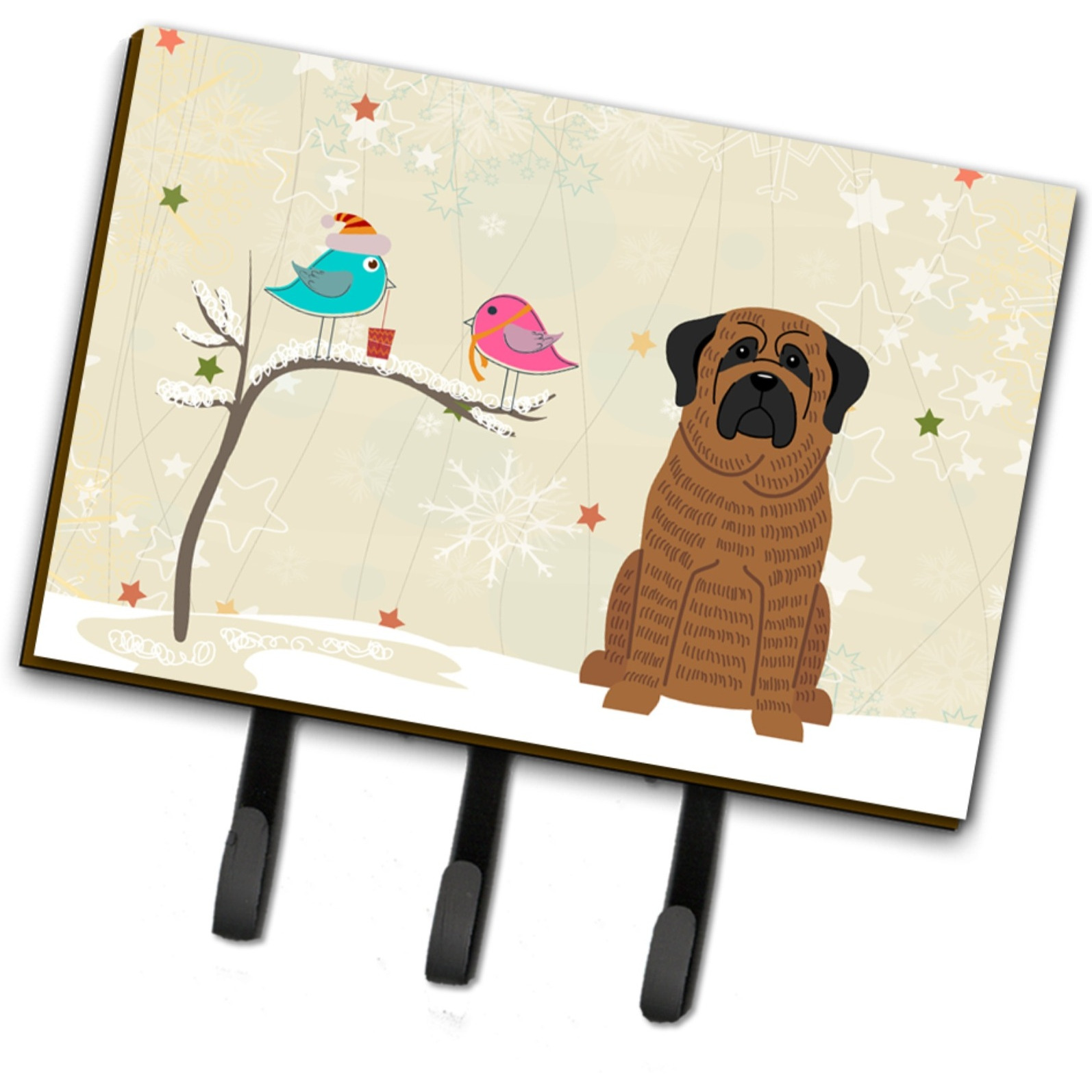 &quotCaroline's Treasures Christmas Presents between Friends Mastiff Brindle Leash or Key Holder BB2487TH68, Triple, Multicolor"