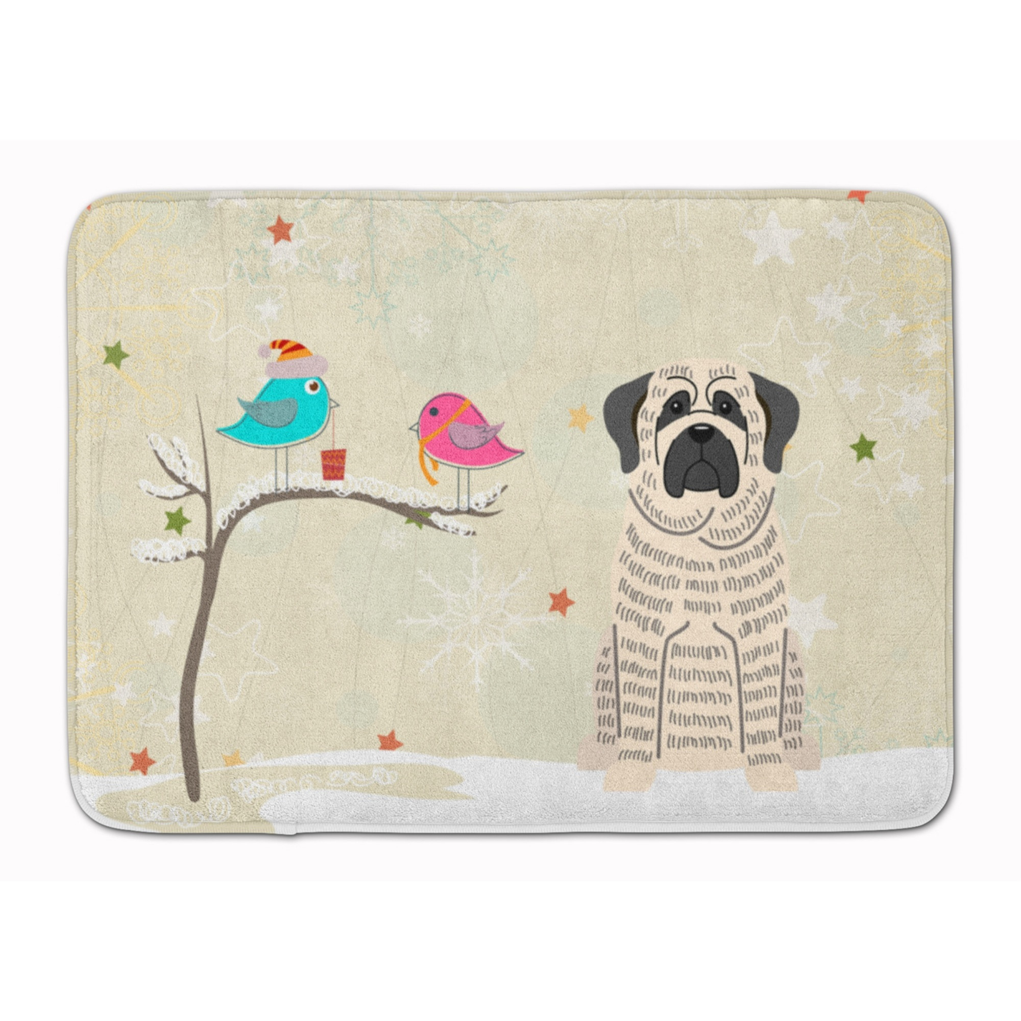 &quotCaroline's Treasures Christmas Mastiff Brindle White Floor Mat, 19"" x 27"", Multicolor"