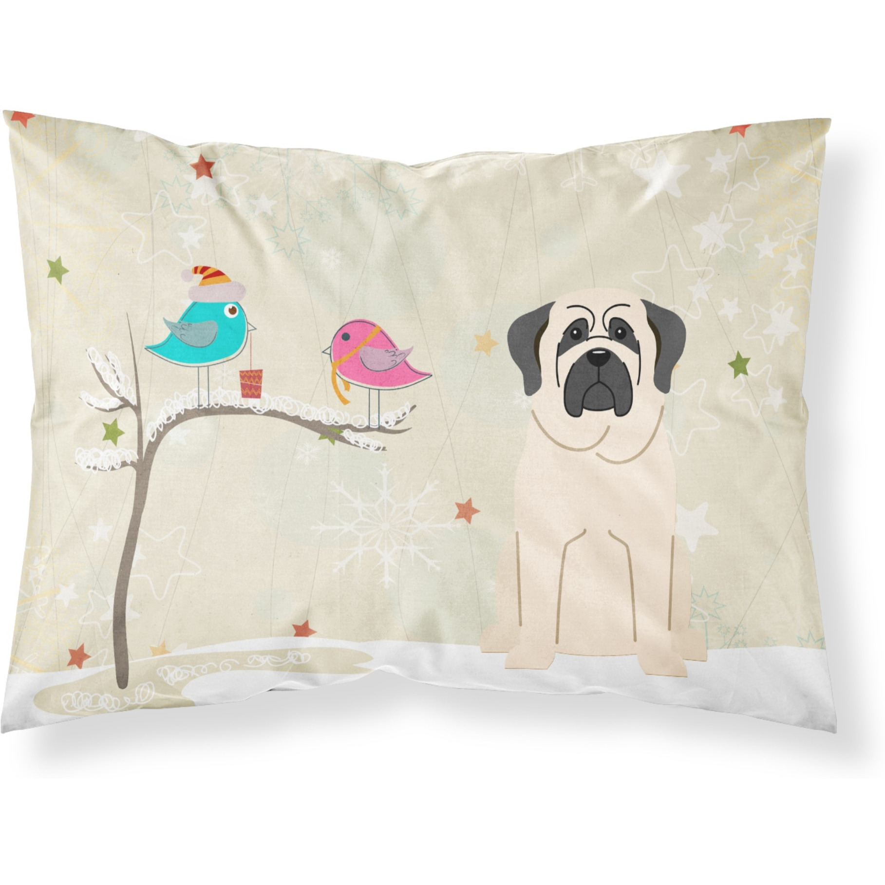 &quotCaroline's Treasures Christmas Presents between Friends Mastiff White Fabric Standard Pillowcase BB2489PILLOWCASE, Multicolor"