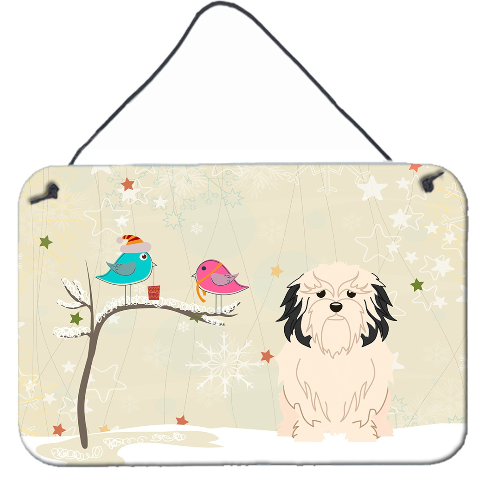 &quotCaroline's Treasures Christmas Presents Friends Lowchen Wall or Door Hanging Prints BB2491DS812, 8"" x 12"""