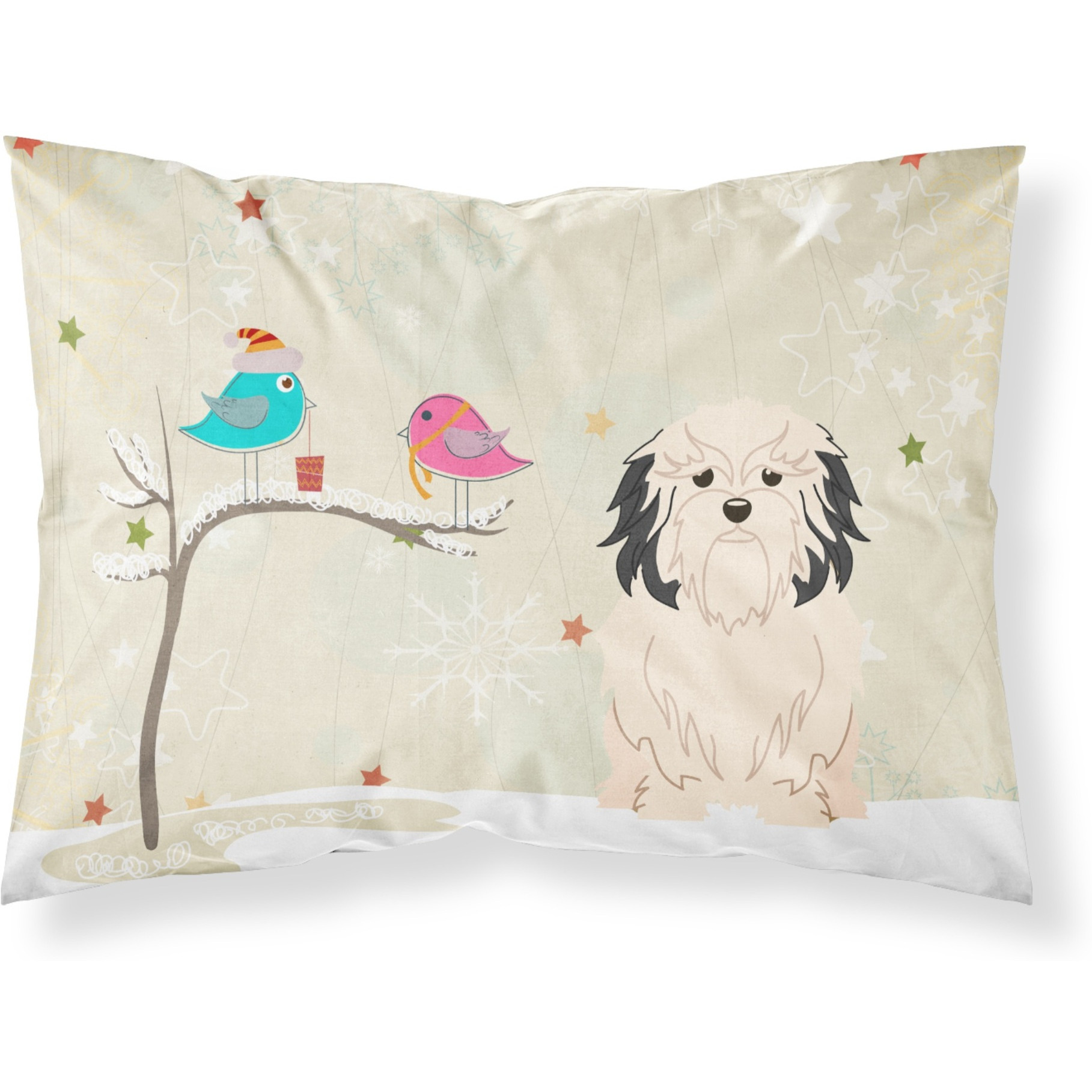 &quotCaroline's Treasures Christmas Presents between Friends Lowchen Fabric Standard Pillowcase BB2491PILLOWCASE, Multicolor"