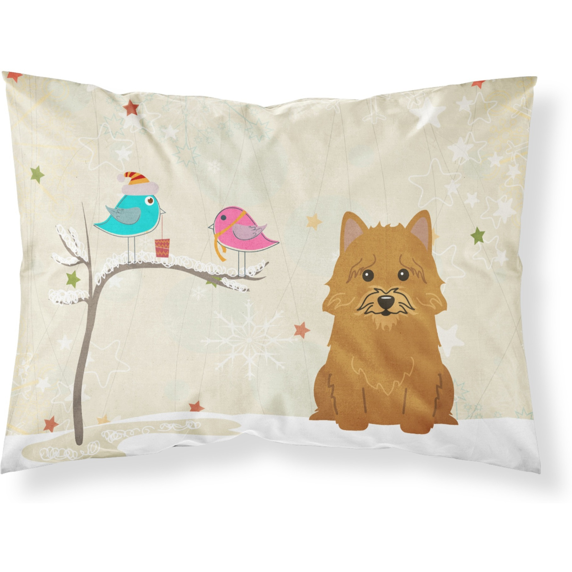 Caroline's Treasures Christmas Presents Friends Norwich Terrier Fabric Standard Pillowcase BB2492PILLOWCASE