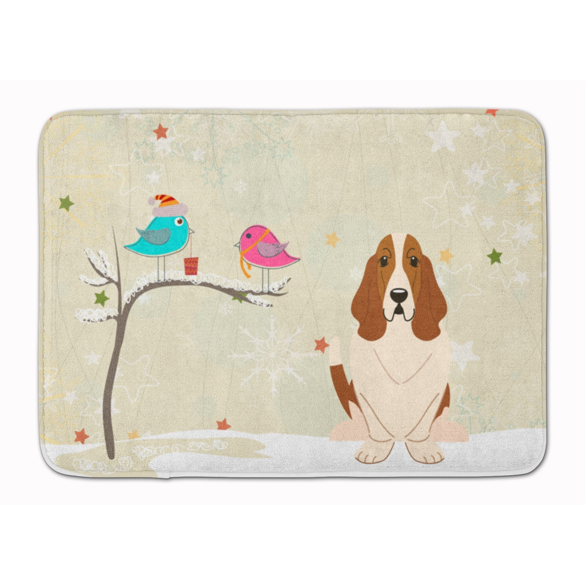 &quotCaroline's Treasures Christmas Presents Friends Basset Hound Floor Mat, 19"" x 27"", Multicolor"