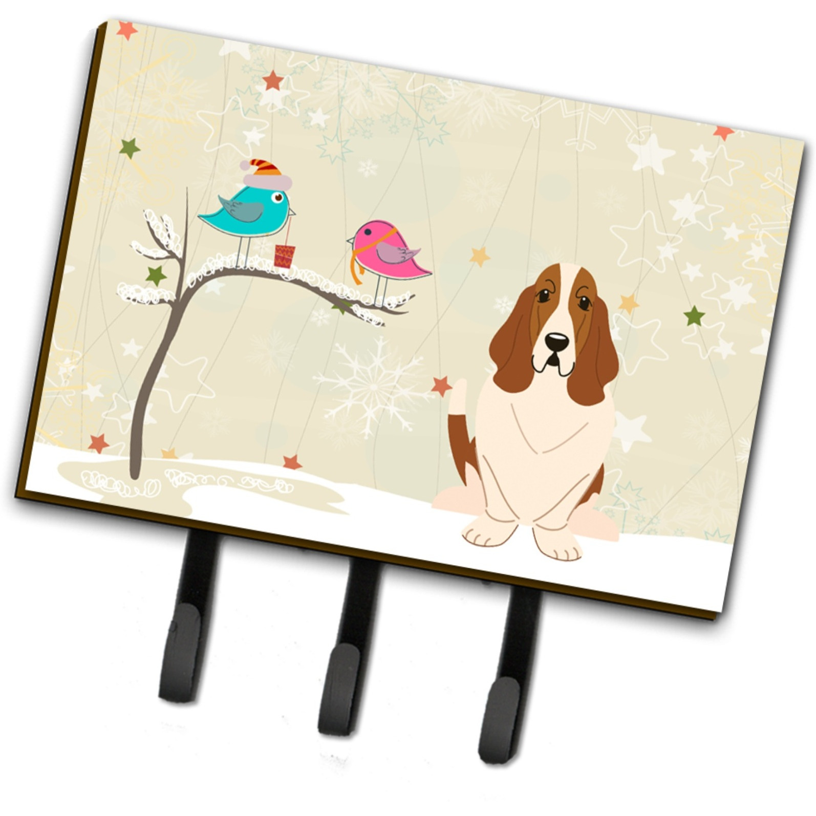 &quotCaroline's Treasures Christmas Presents between Friends Basset Hound Leash or Key Holder BB2493TH68, Triple, Multicolor"