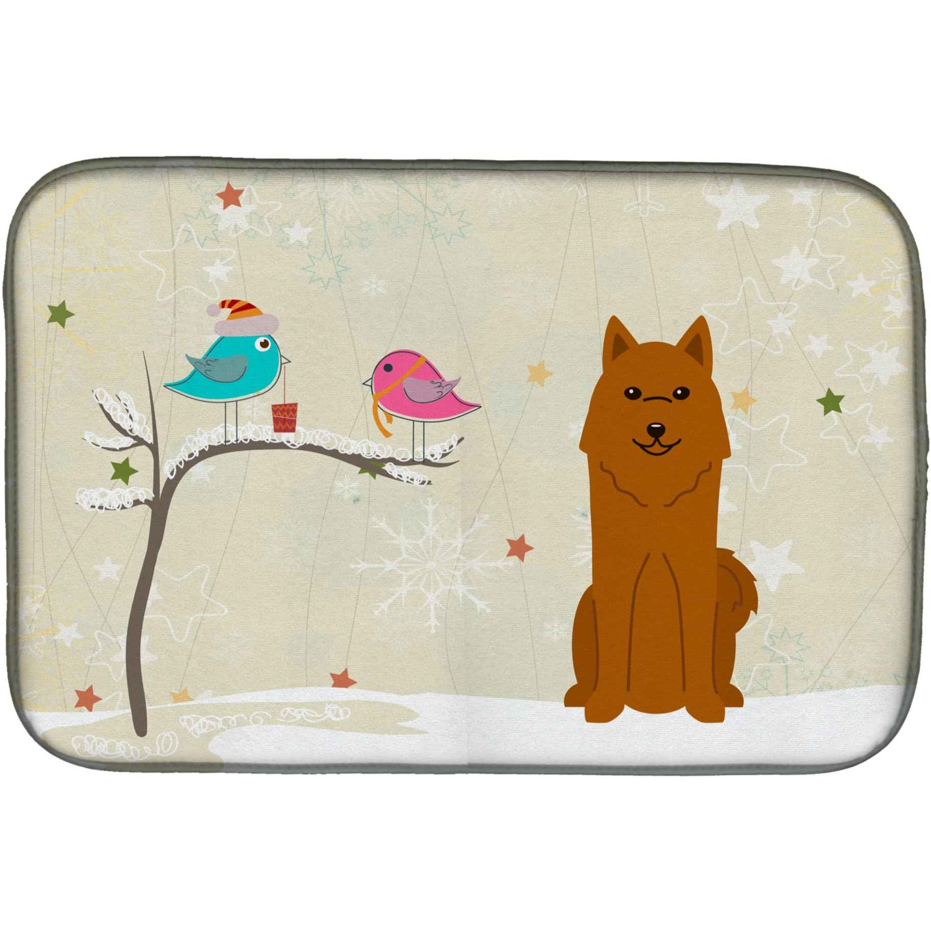 &quotCaroline's Treasures Christmas Presents Between Friends Karelian Bear Dog Dish Drying Mat, 14"" x 21"""