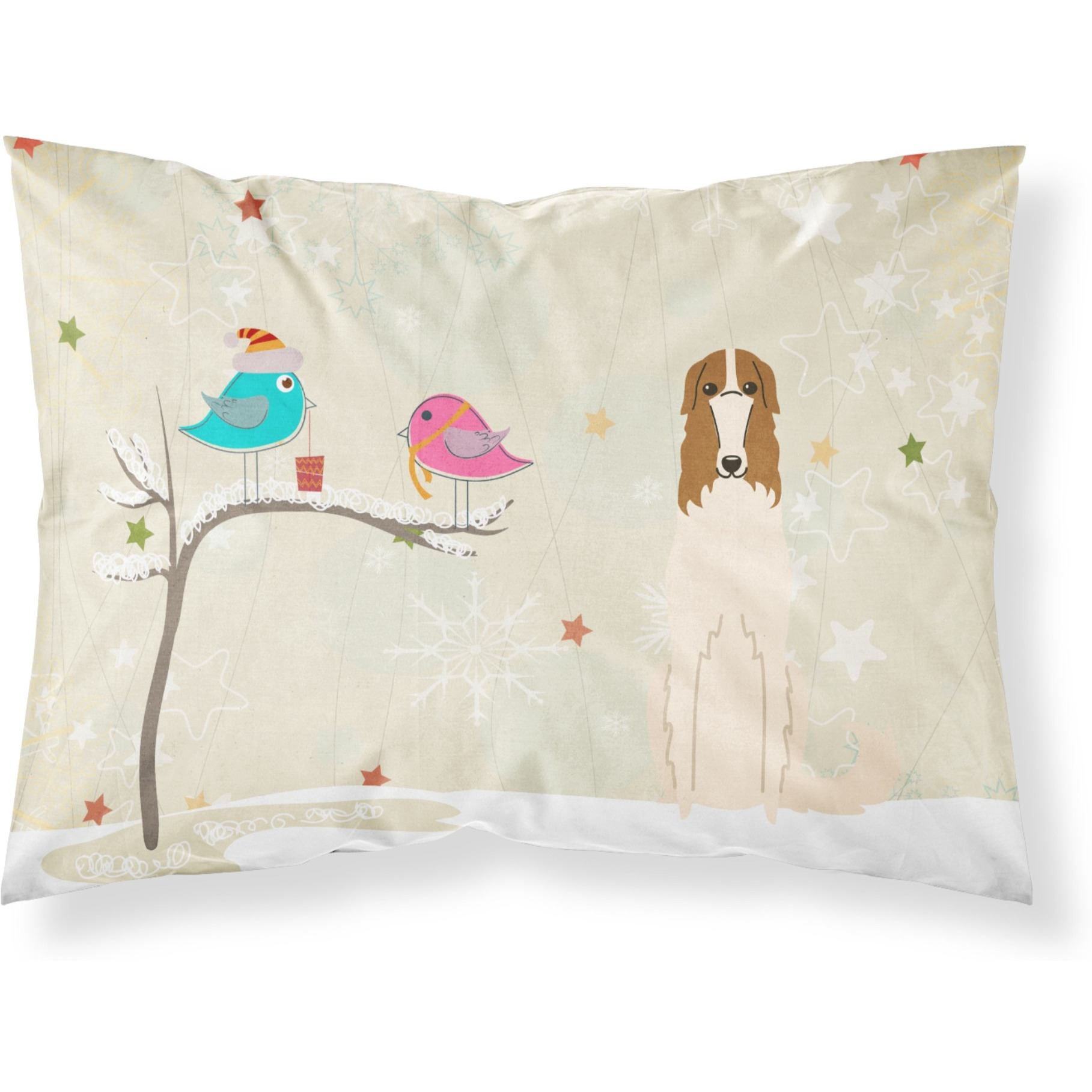 &quotCaroline's Treasures Christmas Presents between Friends Borzoi Fabric Standard Pillowcase BB2495PILLOWCASE, Multicolor"