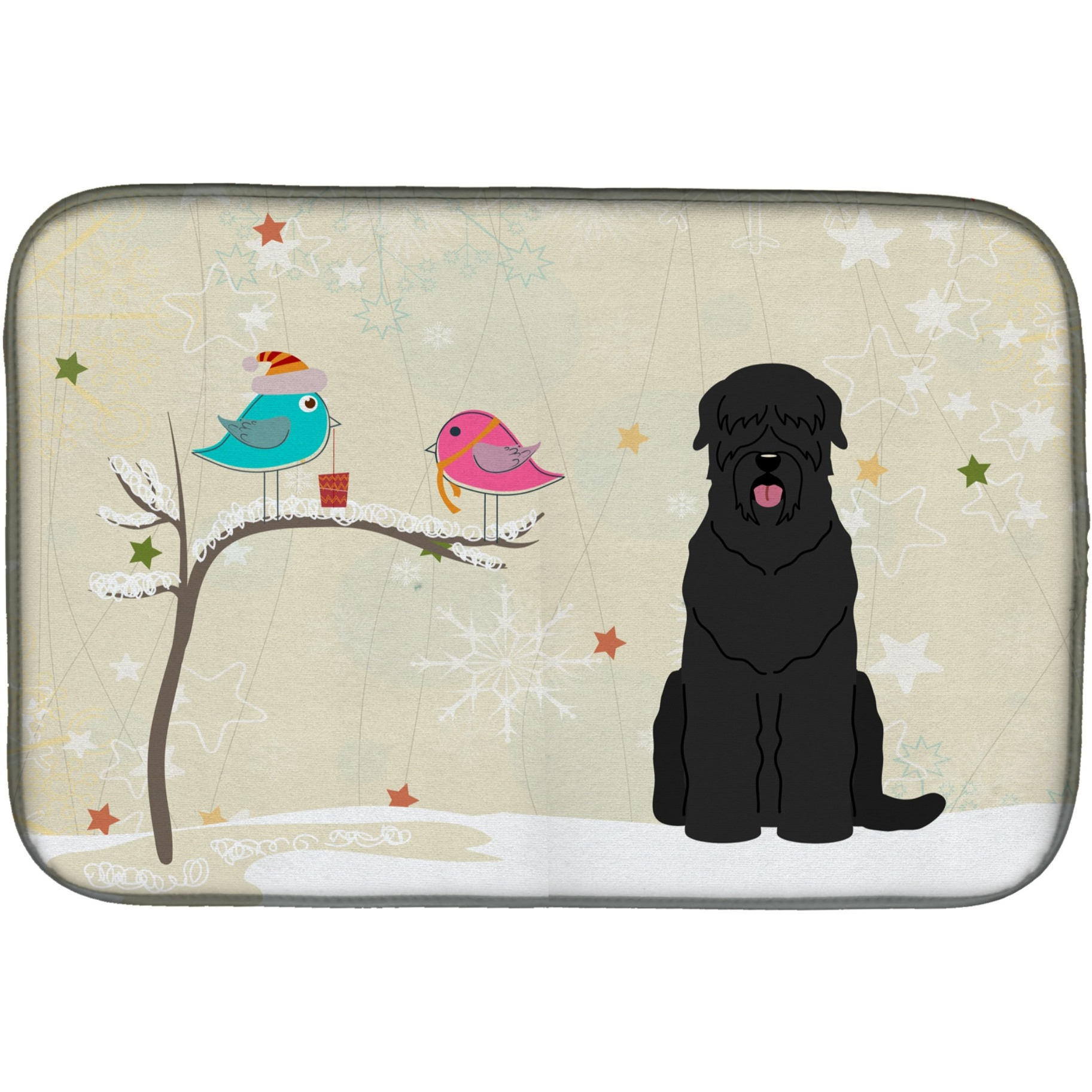 &quotCaroline's Treasures Christmas Presents between Friends Black Russian Terrier Dish Drying Mat, 14 x 21"