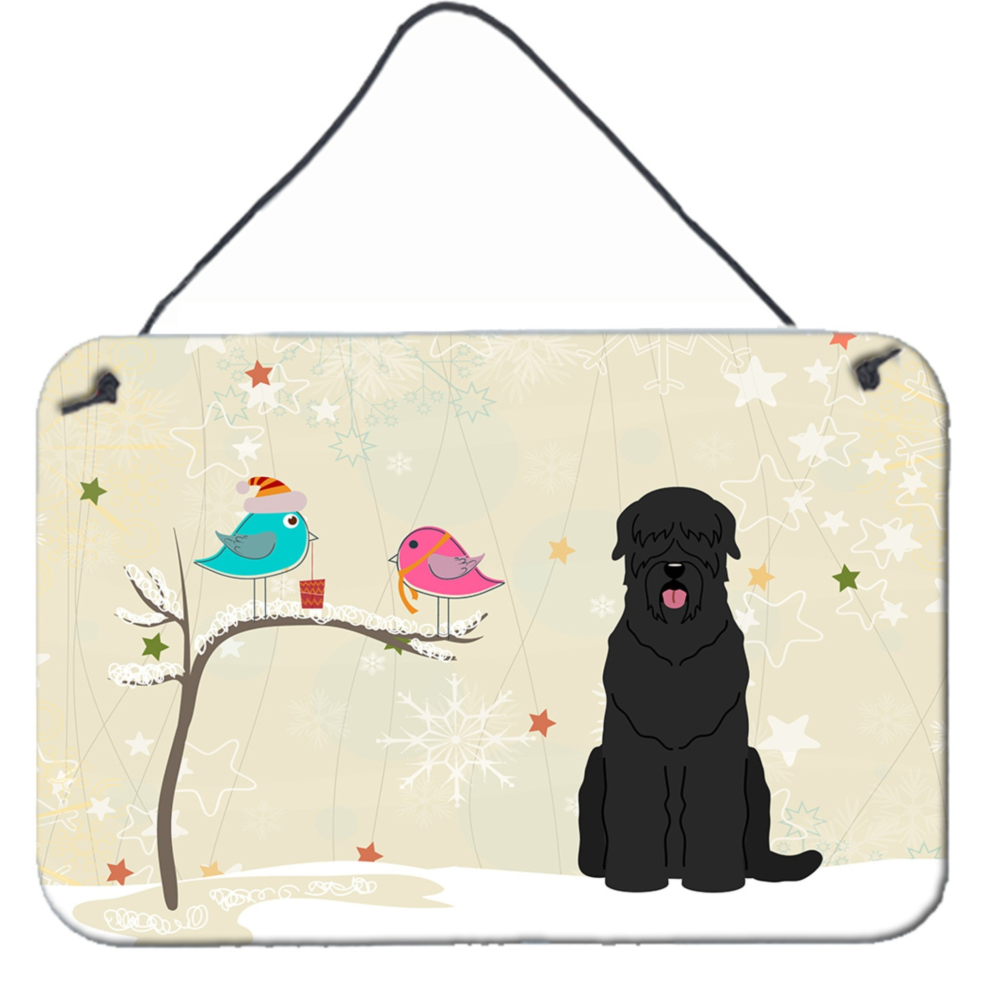 &quotCaroline's Treasures Christmas Presents Friends Black Russian Terrier Wall or Door Hanging Prints BB2498DS812, 8"" x 12"""
