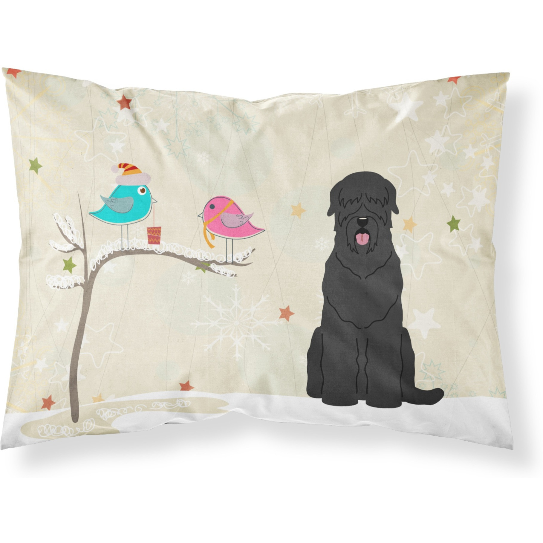Caroline's Treasures Christmas Presents Friends Black Russian Terrier Fabric Standard Pillowcase BB2498PILLOWCASE
