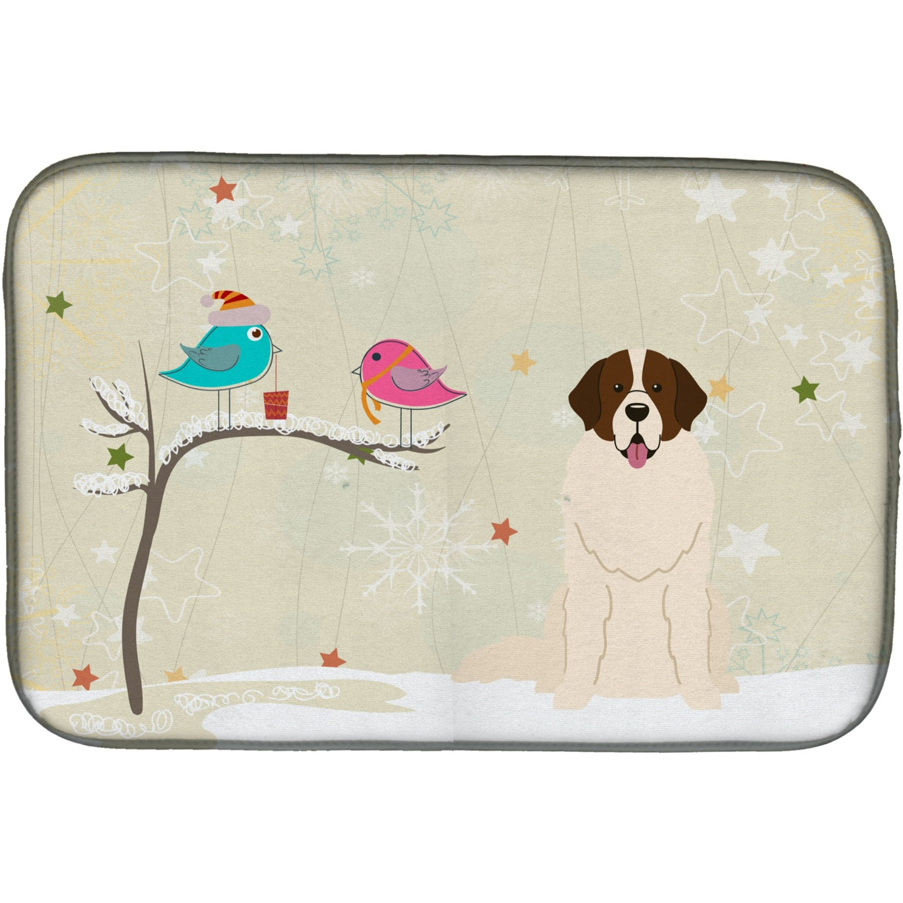 &quotCaroline's Treasures Christmas Presents Between Friends Moscow Watchdog Dish Drying Mat, 14"" x 21"""