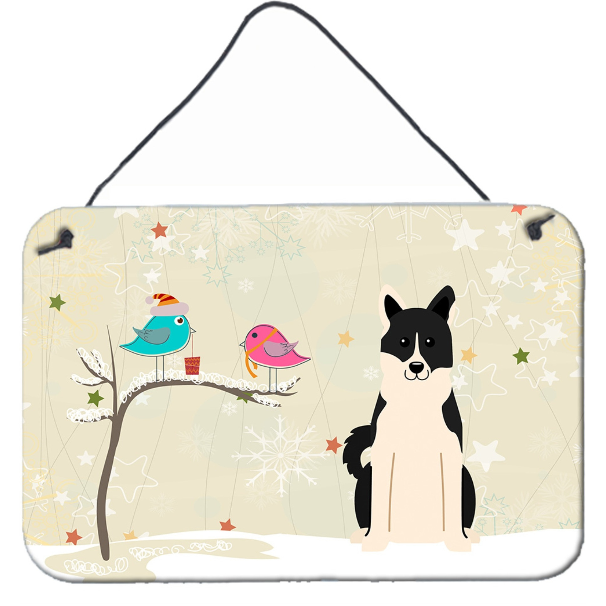 &quotCaroline's Treasures Christmas Presents between Friends Russo-European Laika Spitz Wall or Door Hanging Prints BB2501DS812, 8"" x 12"", Multicolor"