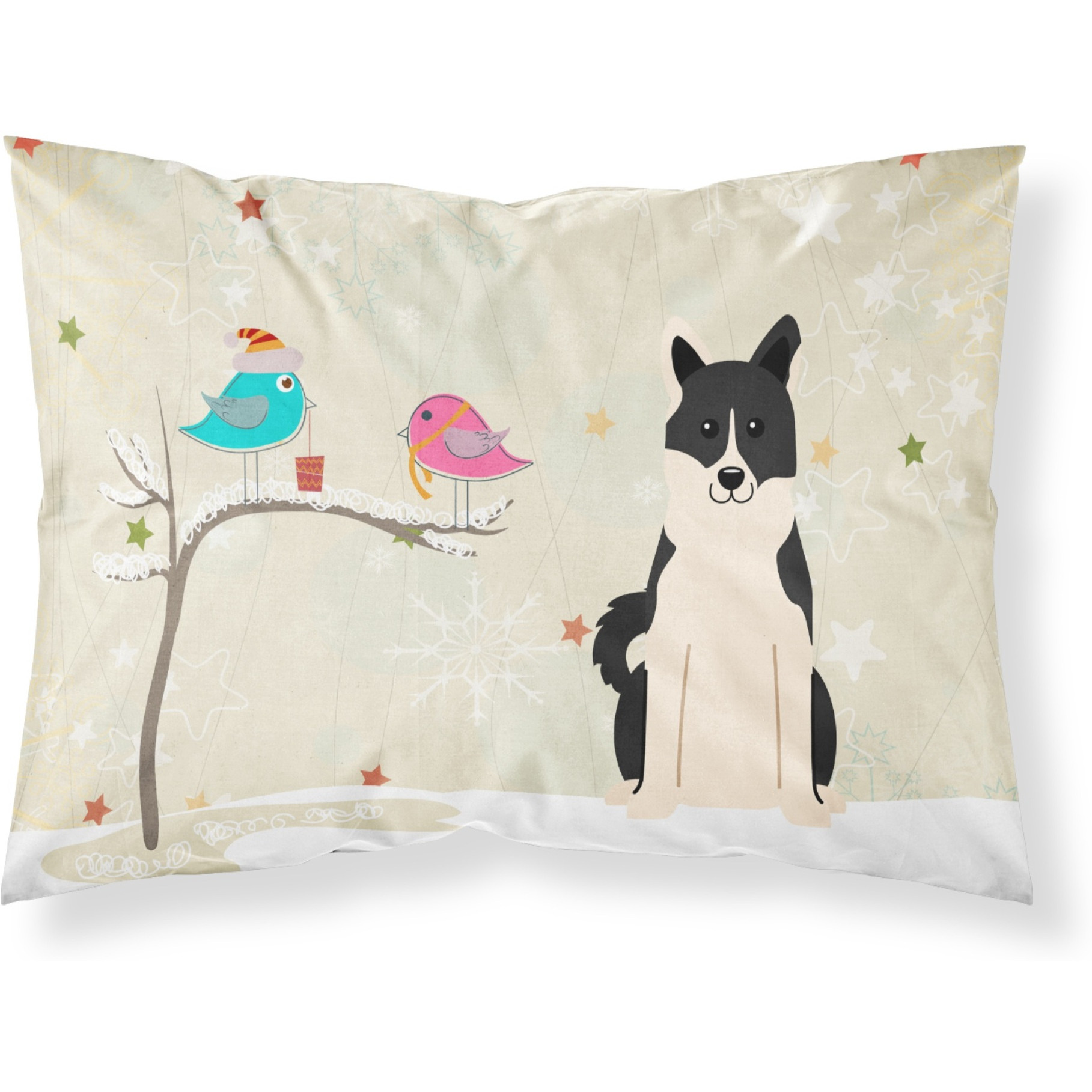 &quotCaroline's Treasures Christmas Presents between Friends Russo-European Laika Spitz Fabric Standard Pillowcase BB2501PILLOWCASE, Multicolor"