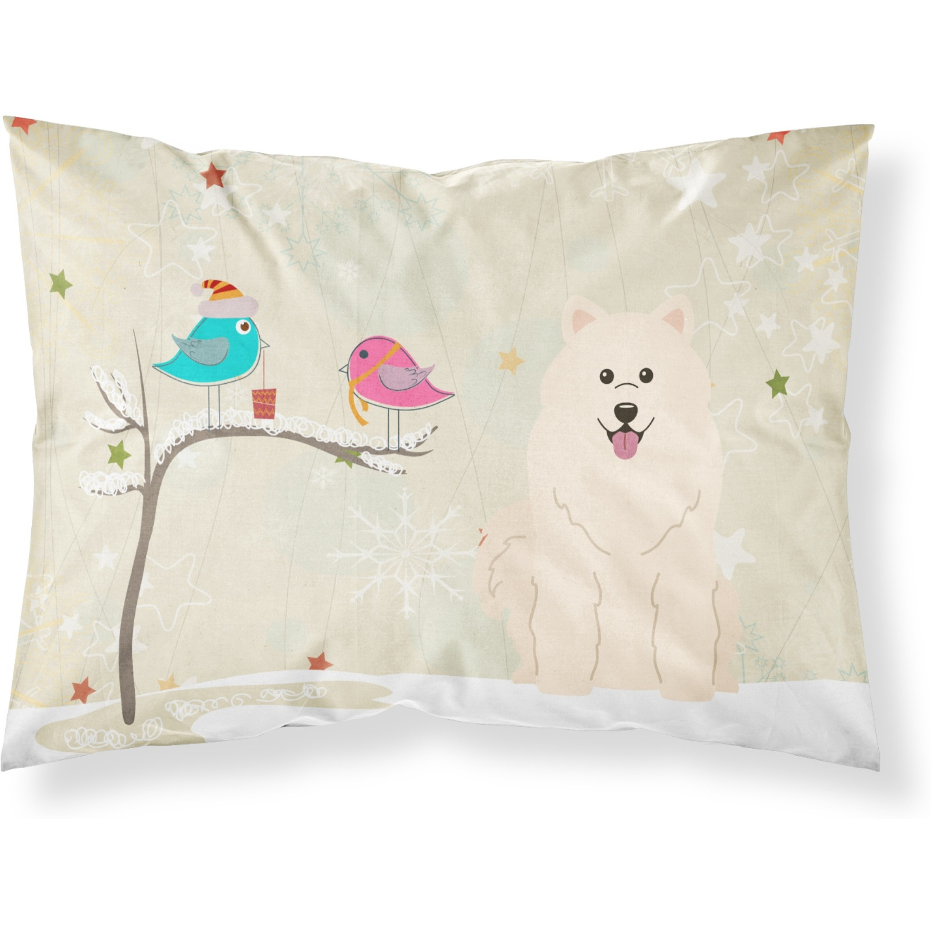 Caroline's Treasures Christmas Presents Friends Samoyed Fabric Standard Pillowcase BB2502PILLOWCASE