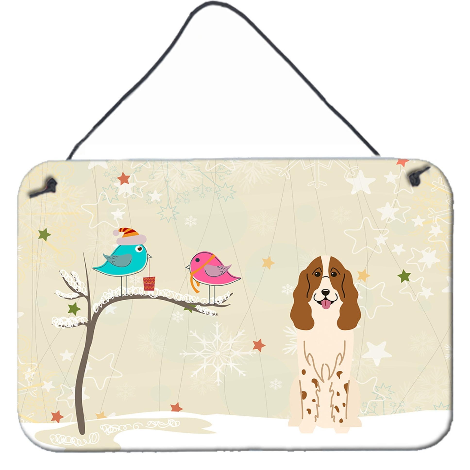 &quotCaroline's Treasures Christmas Presents Friends Russian Spaniel Wall or Door Hanging Prints BB2503DS812, 8"" x 12"""