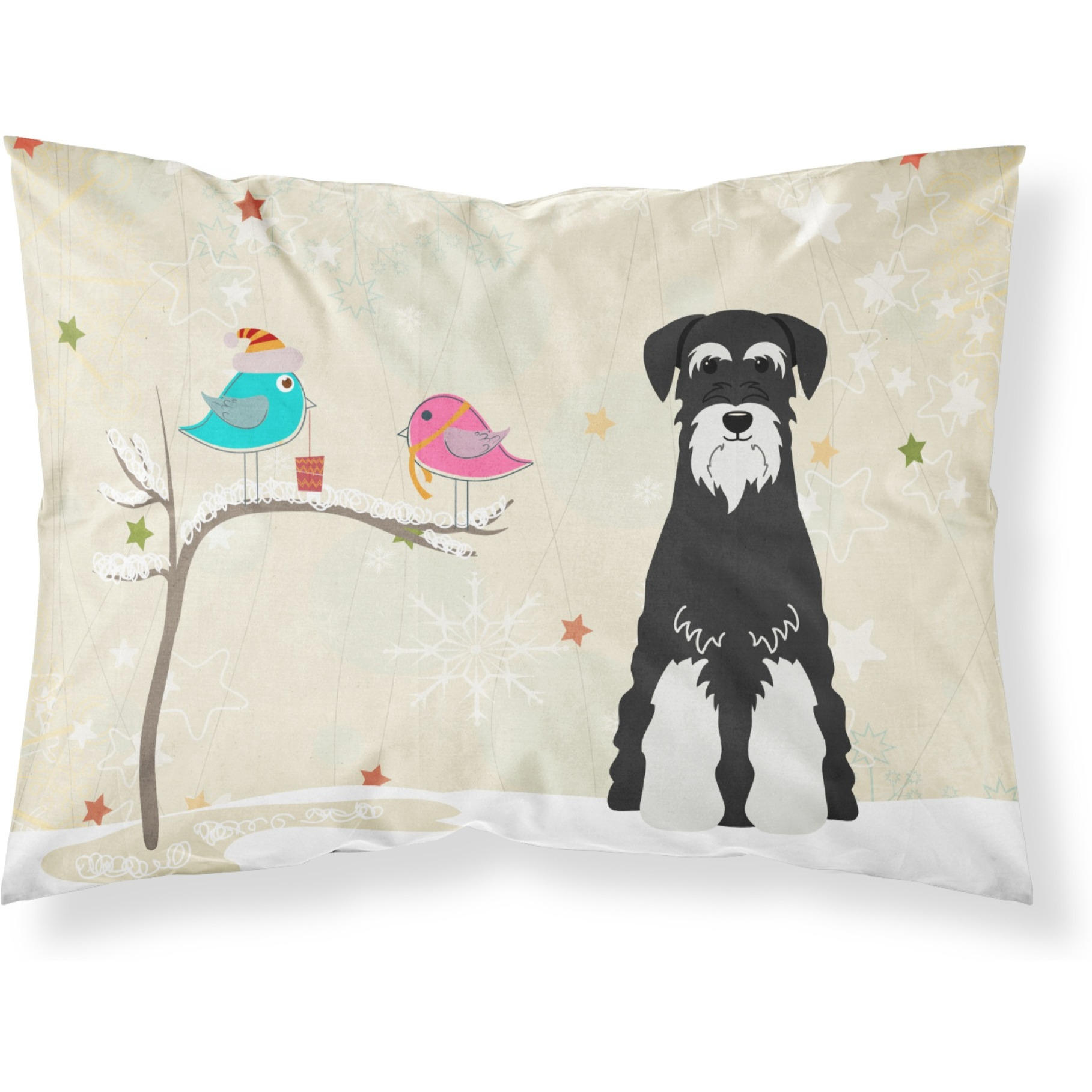 Caroline's Treasures Christmas Presents Friends Schnauzer Salt and Pepper Fabric Standard Pillowcase BB2505PILLOWCASE