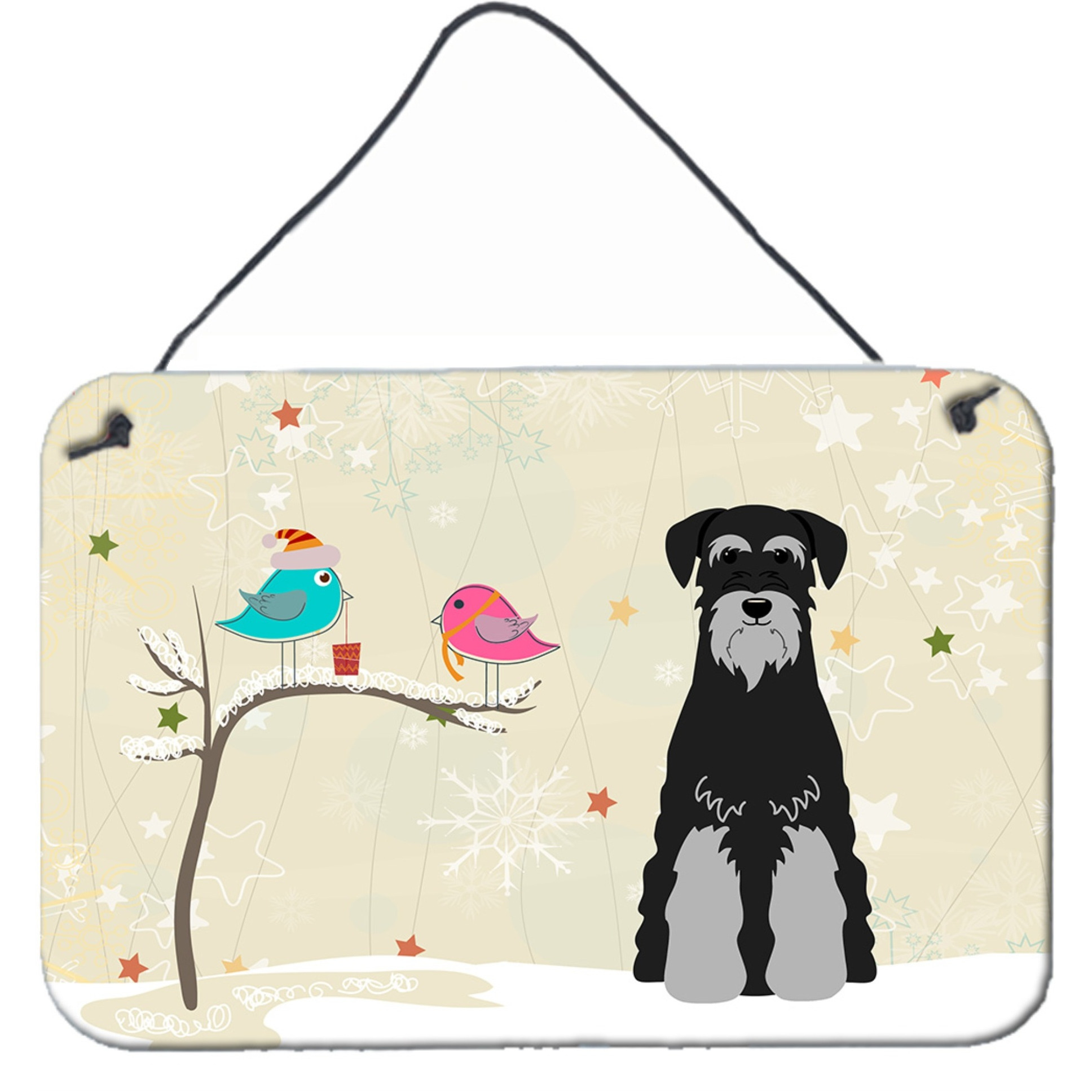 &quotCaroline's Treasures Christmas Presents Friends Standard Schnauzer Black Grey Wall or Door Hanging Prints BB2506DS812, 8"" x 12"""