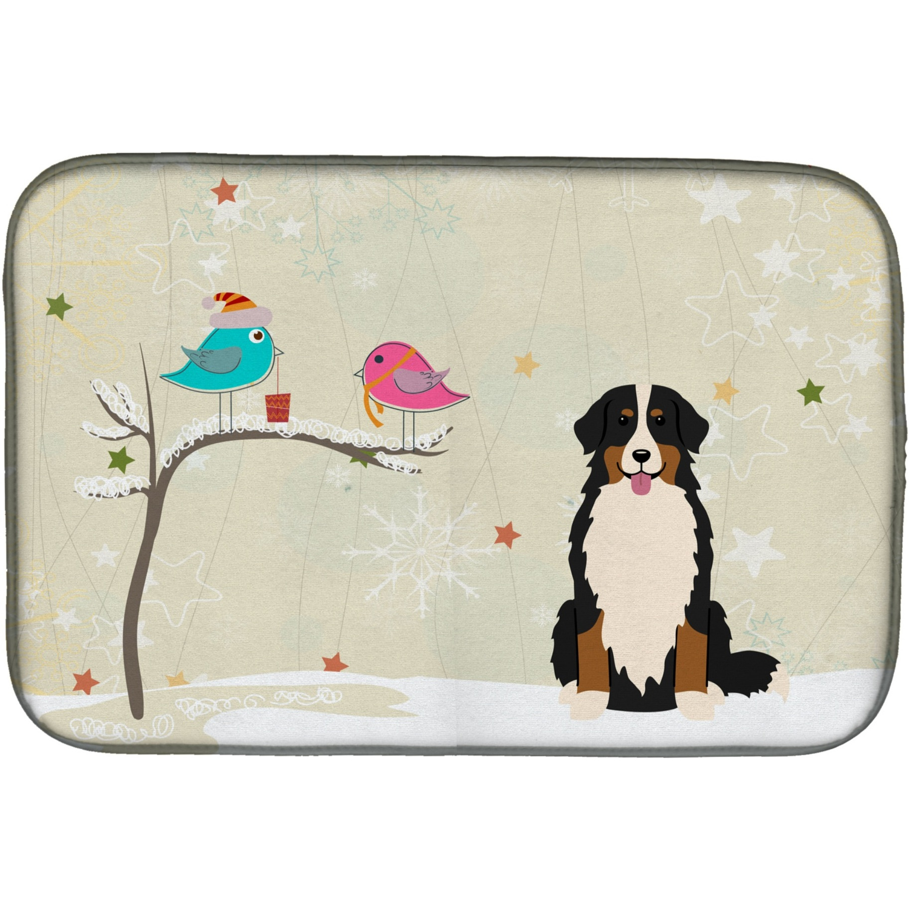 &quotCaroline's Treasures Christmas Presents Between Friends Bernese Mountain Dog Dish Drying Mat, 14"" x 21"""
