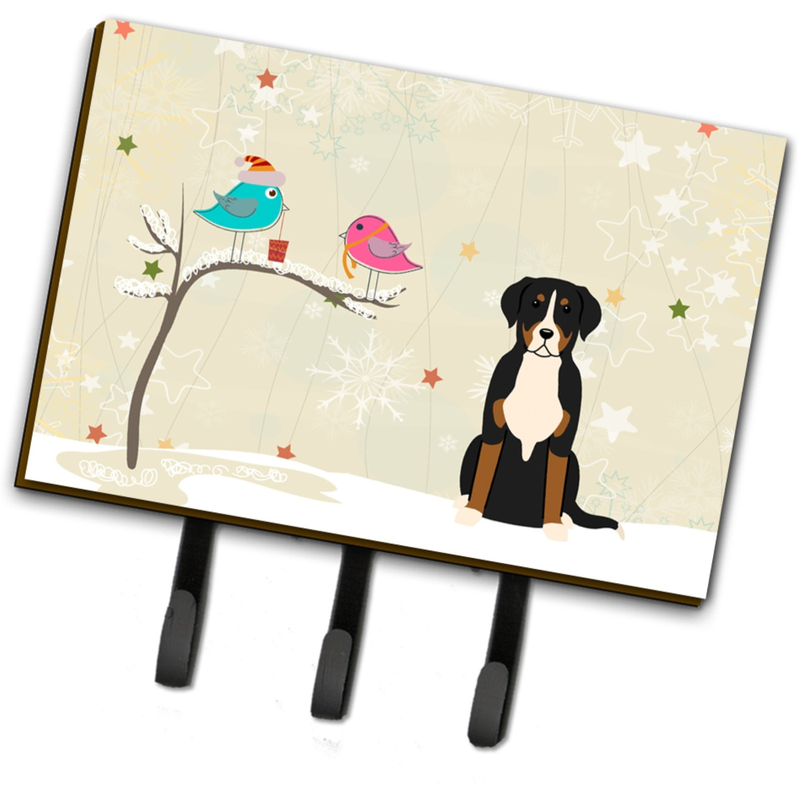 &quotCaroline's Treasures Christmas Presents between Friends Greater Swiss Mountain Dog Leash or Key Holder BB2509TH68, Triple, Multicolor"