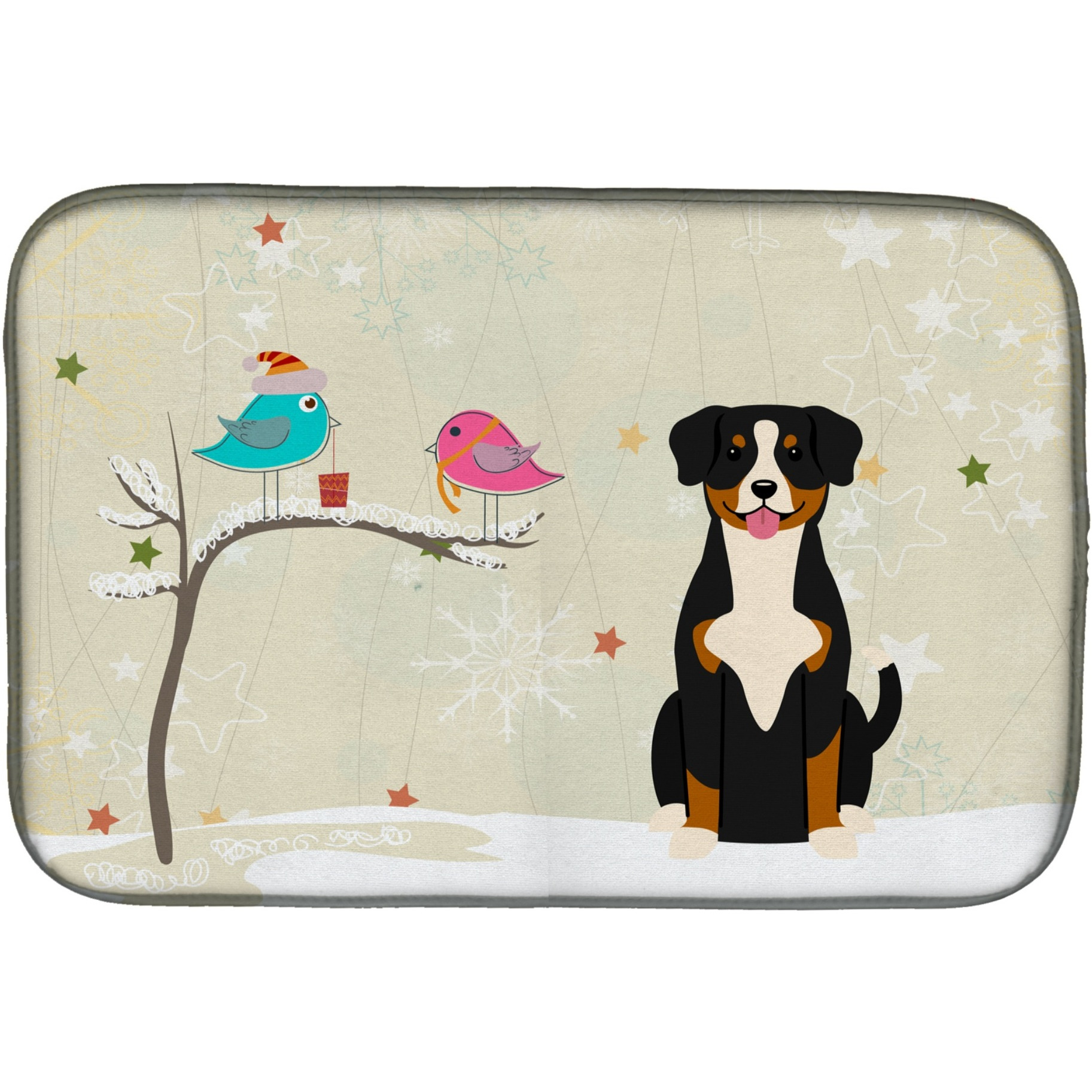 &quotCaroline's Treasures Christmas Presents Between Friends Entlebucher Dish Drying Mat, 14"" x 21"""