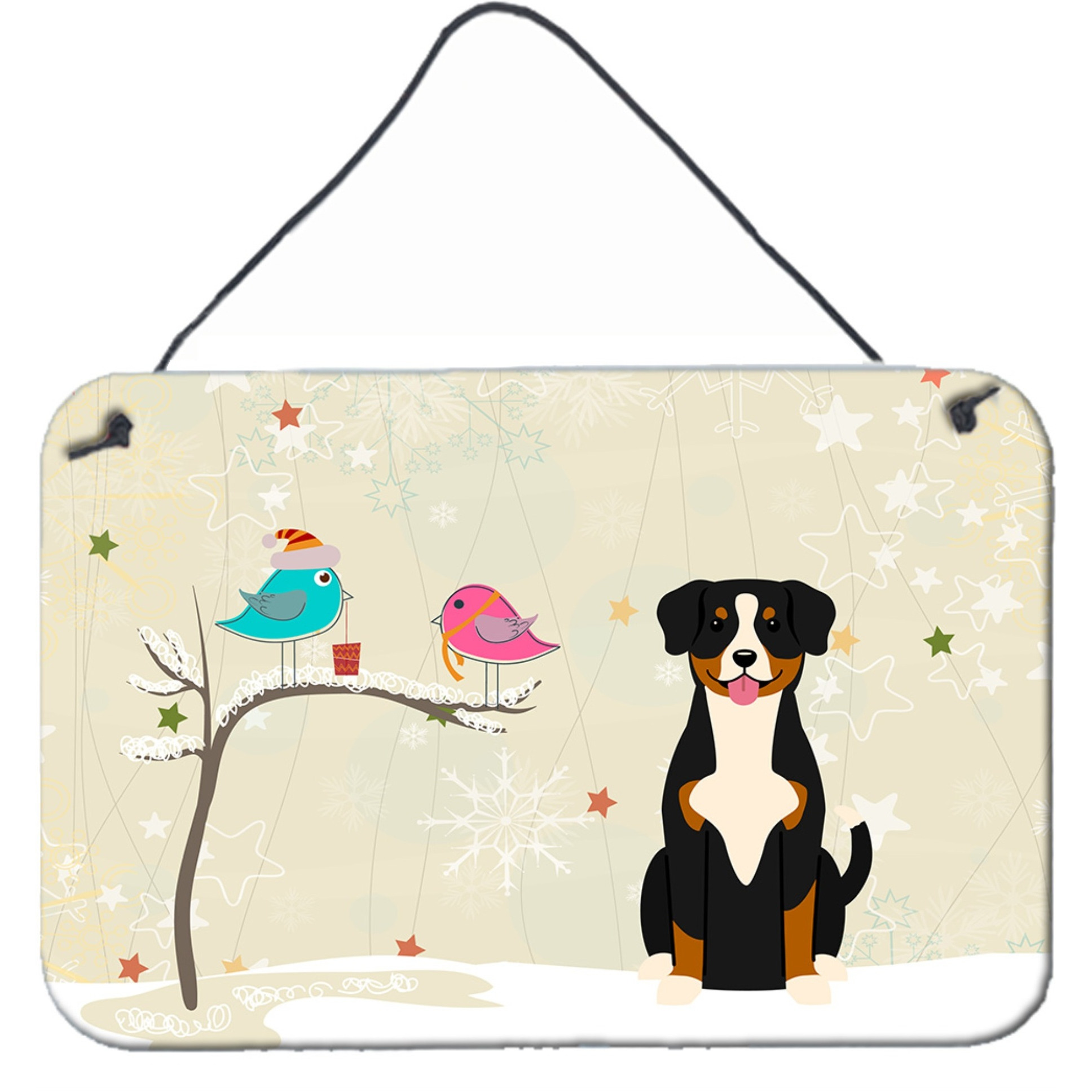 &quotCaroline's Treasures Christmas Presents between Friends Entlebucher Wall or Door Hanging Prints BB2510DS812, 8"" x 12"", Multicolor"