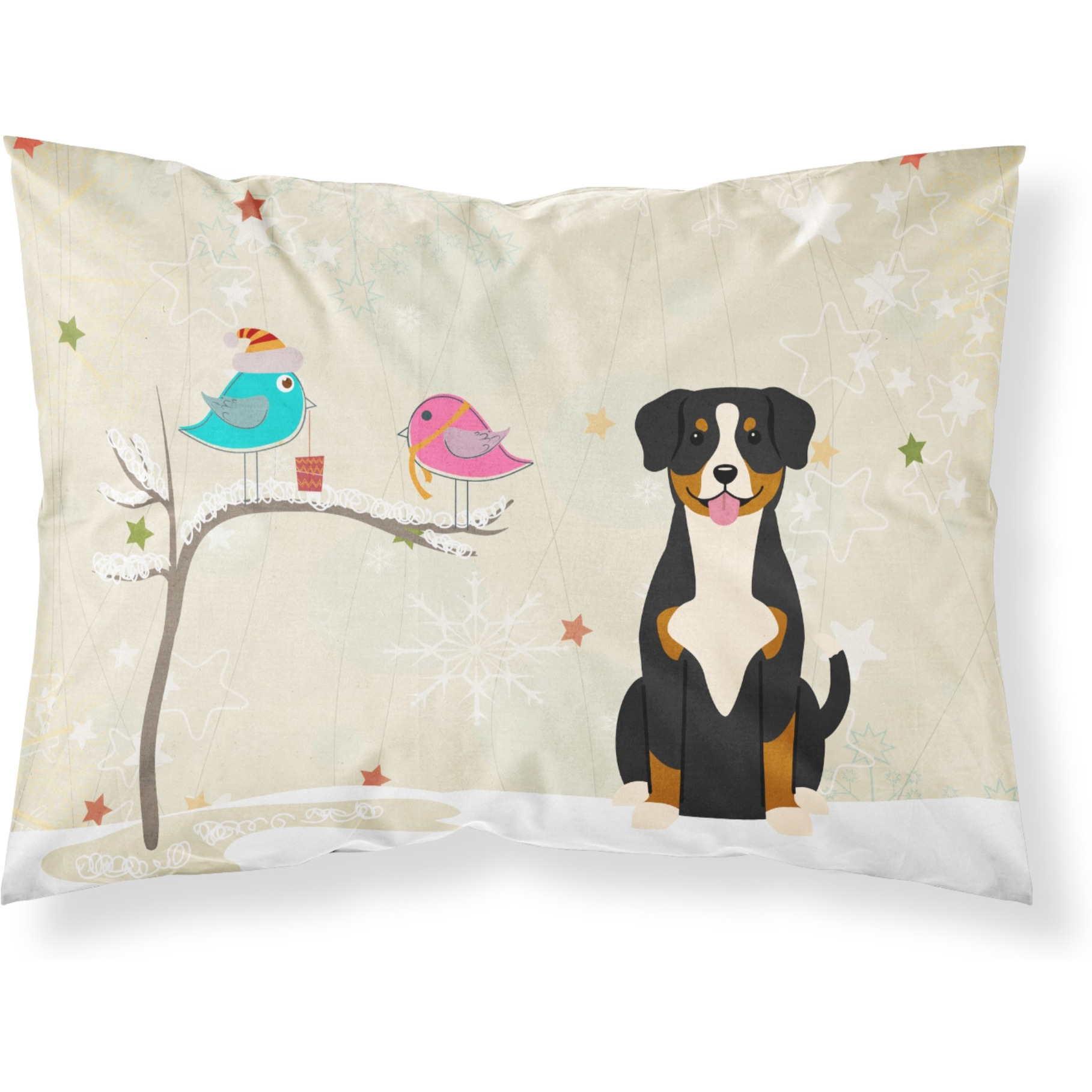 Caroline's Treasures Christmas Presents Friends Entlebucher Fabric Standard Pillowcase BB2510PILLOWCASE