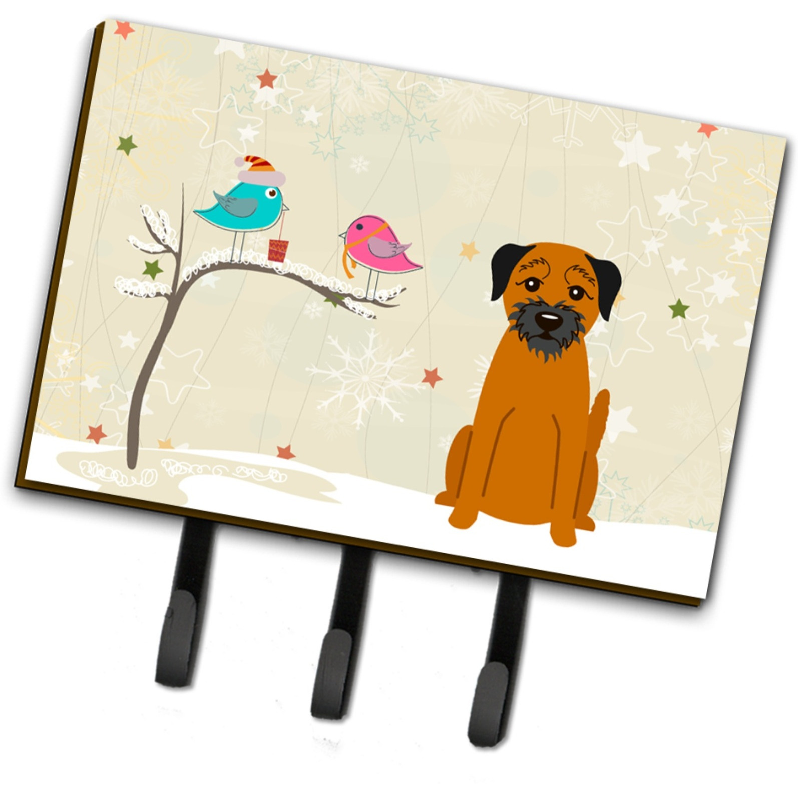 &quotCaroline's Treasures Christmas Presents between Friends Border Terrier Leash or Key Holder BB2511TH68, Triple, Multicolor"
