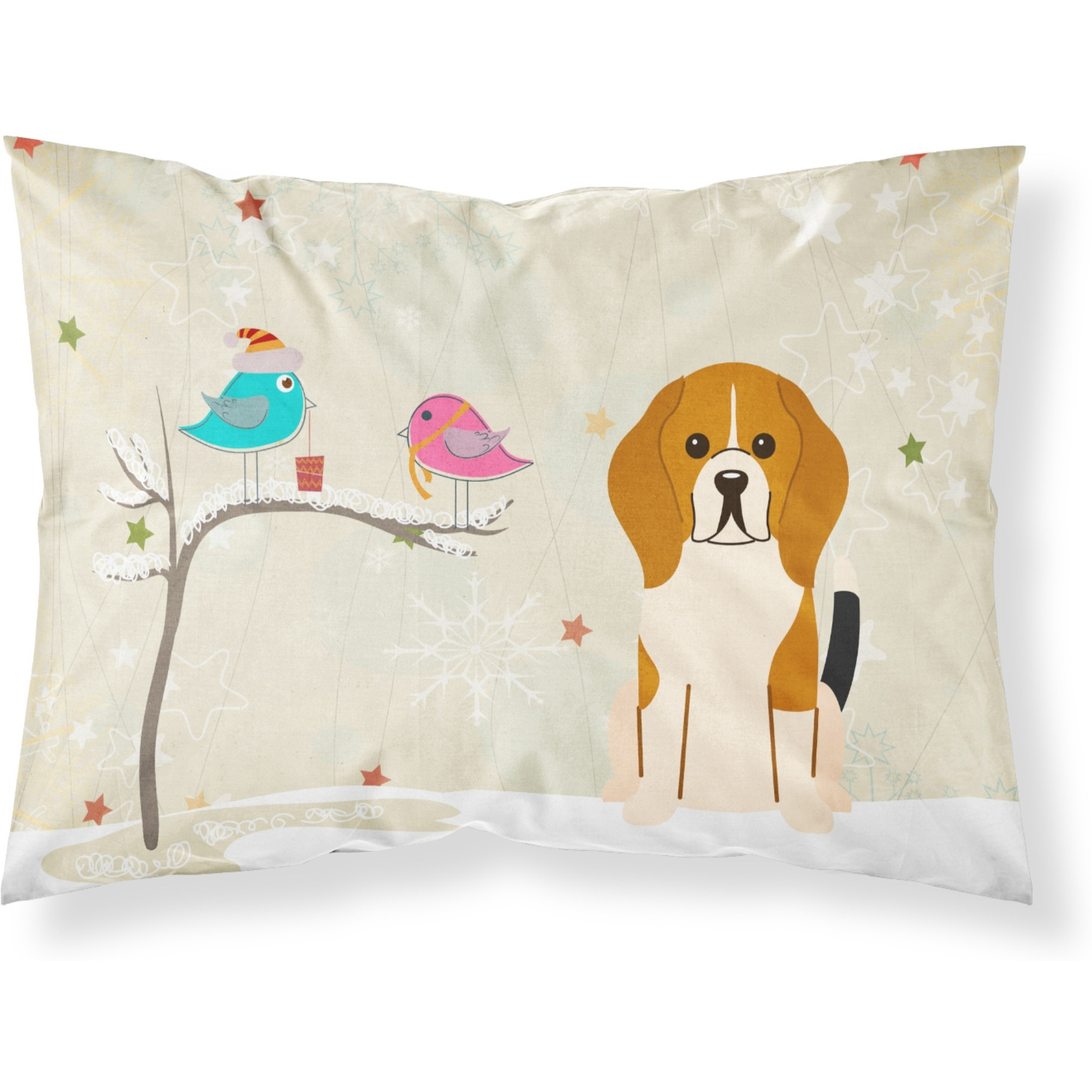 Caroline's Treasures Christmas Presents Friends Beagle Tricolor Fabric Standard Pillowcase BB2512PILLOWCASE