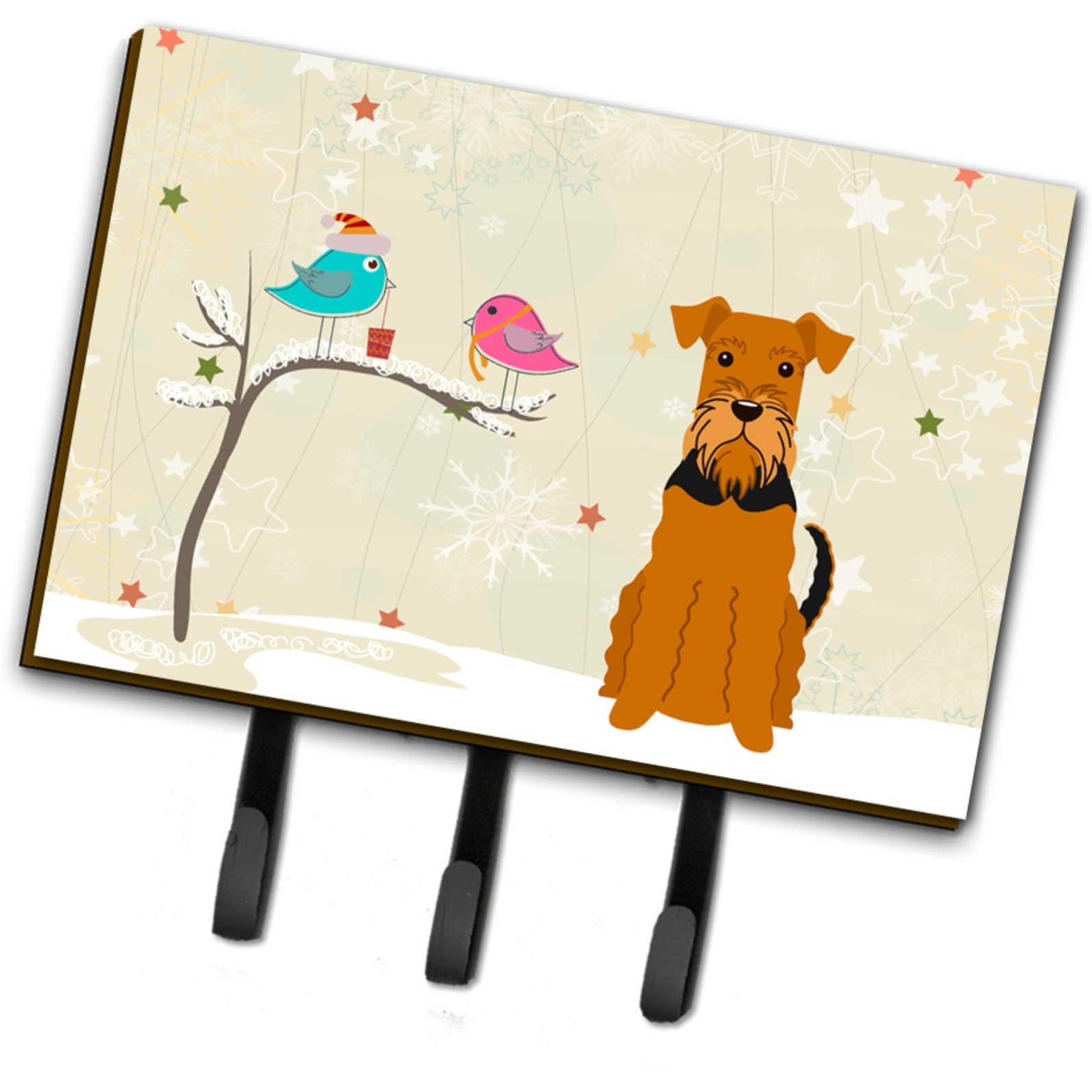 &quotCaroline's Treasures Christmas Presents between Friends Airedale Leash or Key Holder BB2513TH68, Triple, Multicolor"