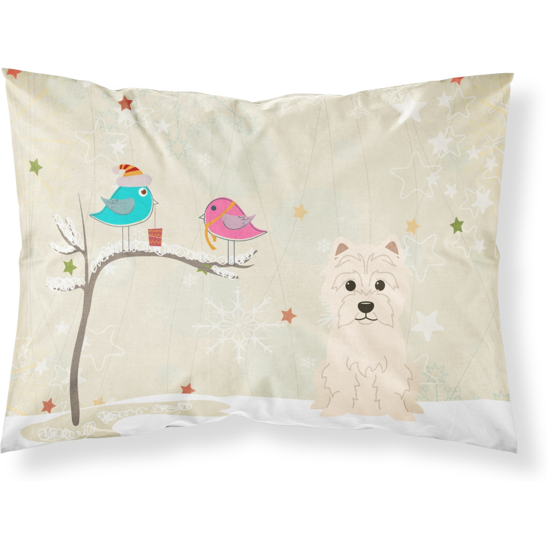Caroline's Treasures Christmas Presents Friends Westie Fabric Standard Pillowcase BB2514PILLOWCASE